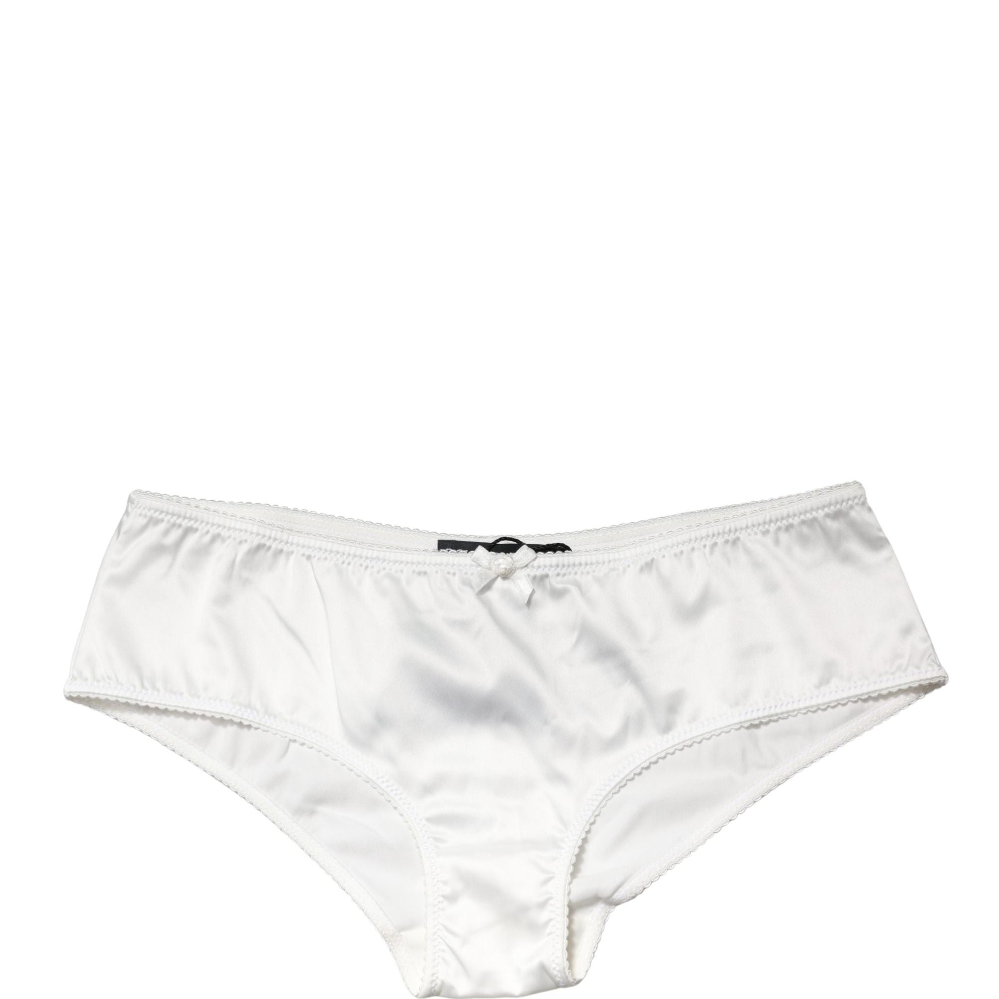 Dolce & Gabbana White Silk Stretch Mid Waist Brief Panty Underwear
