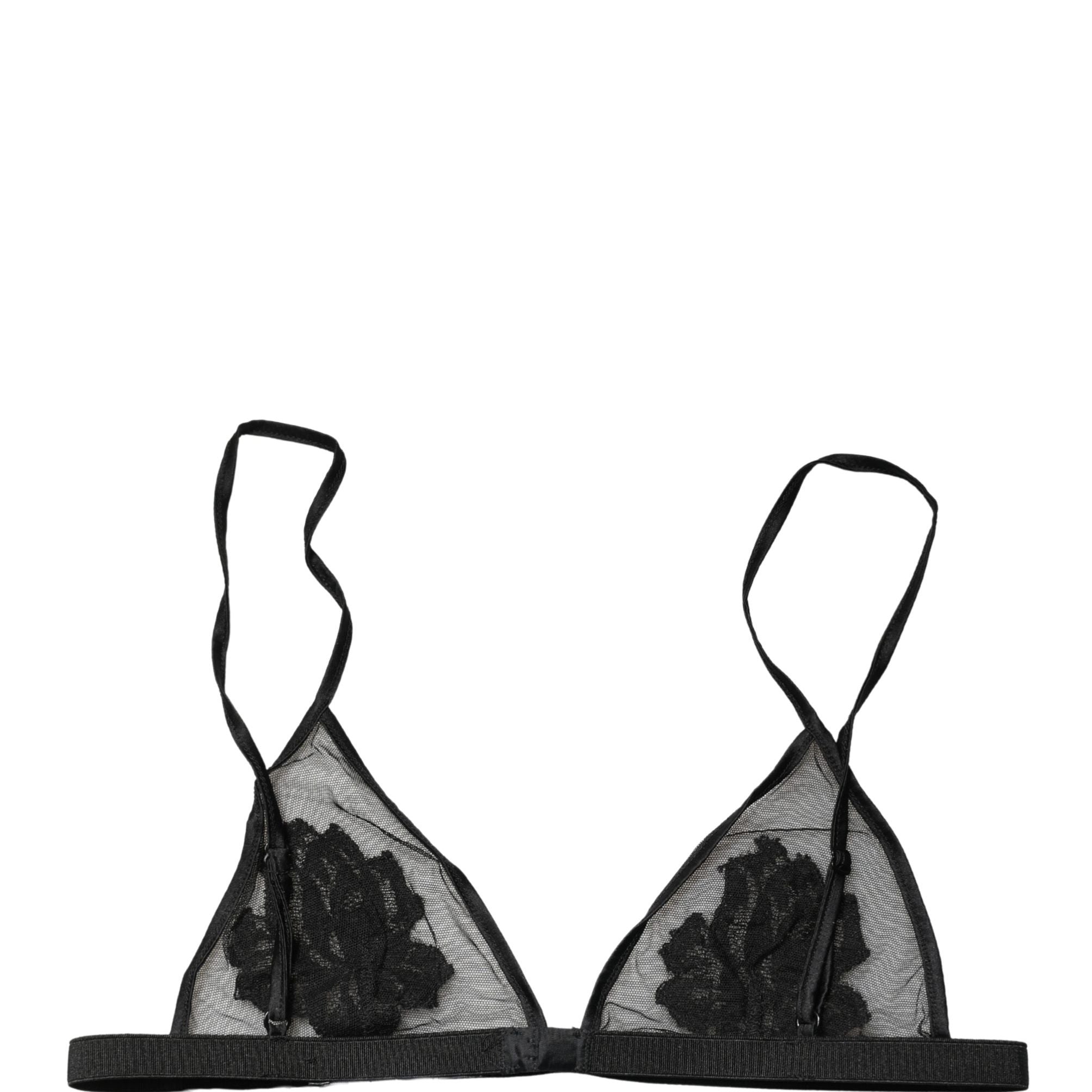 Dolce & Gabbana Black Floral Soft Cup Triangle Bra Underwear
