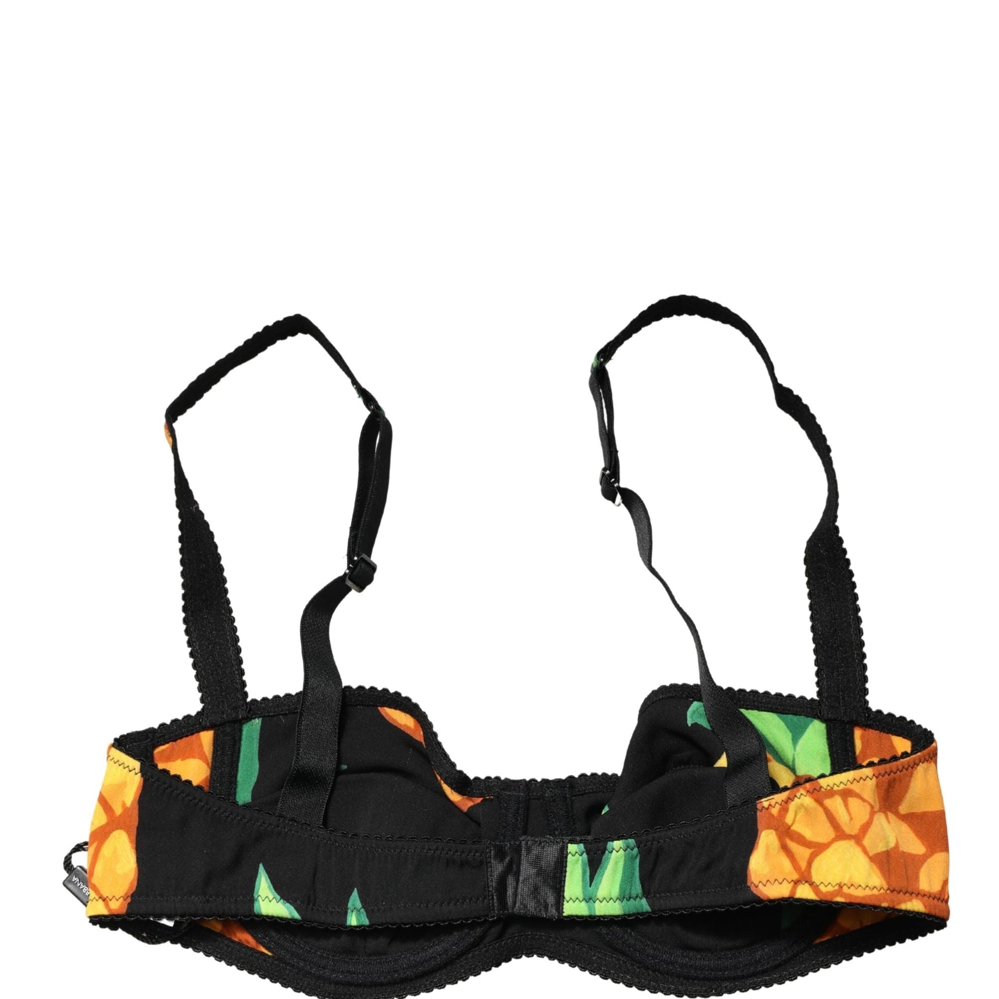 Dolce & Gabbana Black Pineapple Silk Balconette Bra Underwear