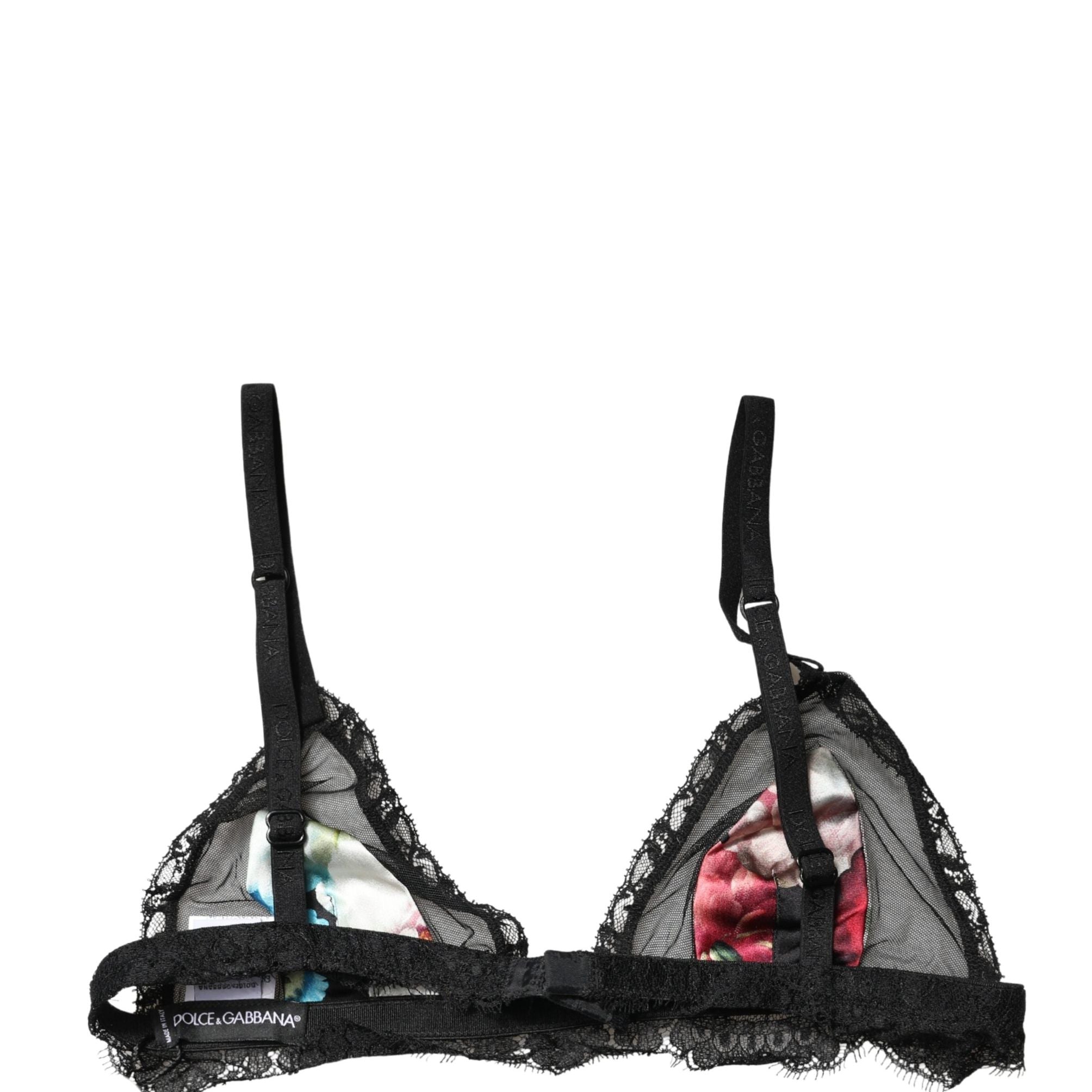 Dolce & Gabbana Black Floral Soft Cup Triangle Bra Underwear