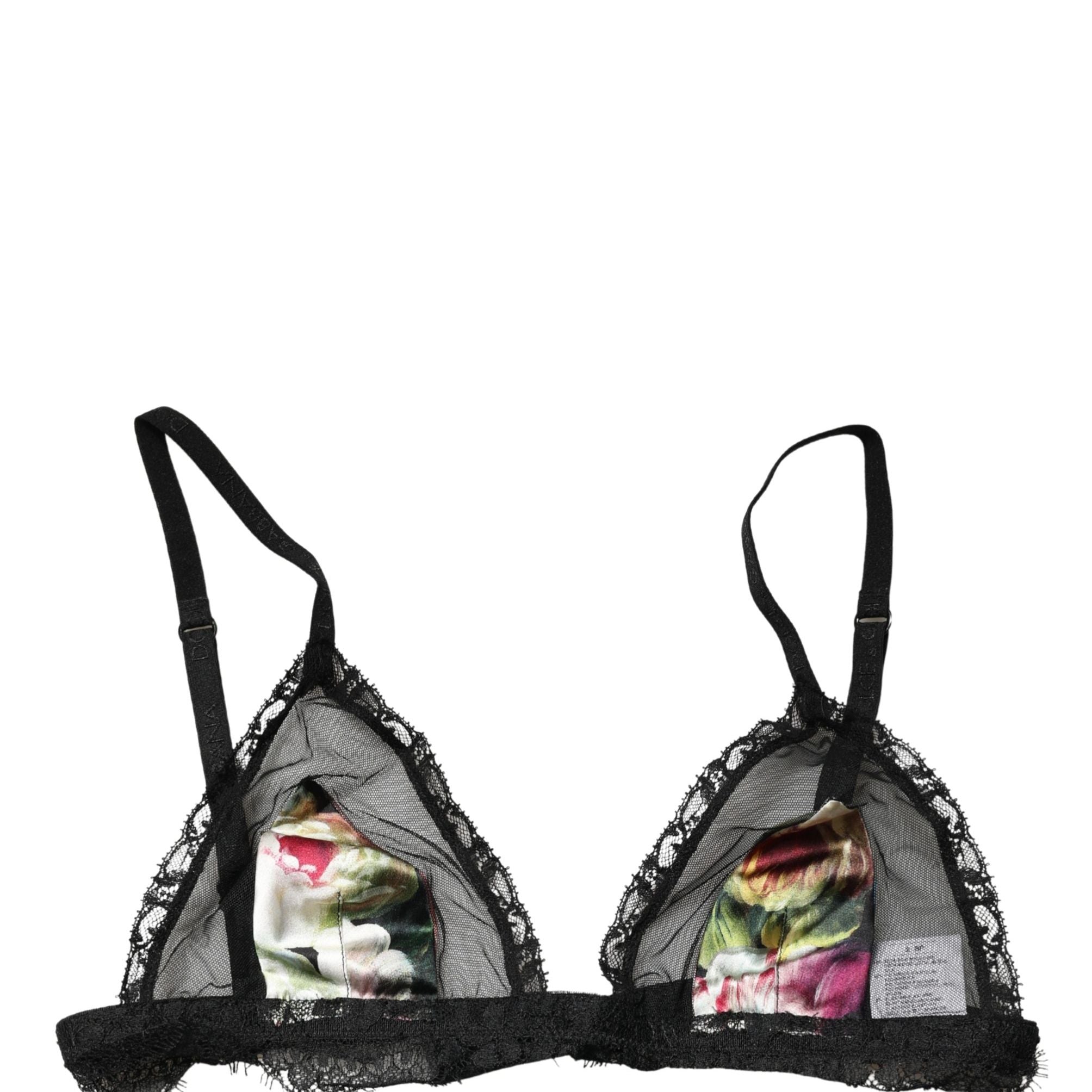 Dolce & Gabbana Black Floral Soft Cup Triangle Bra Underwear