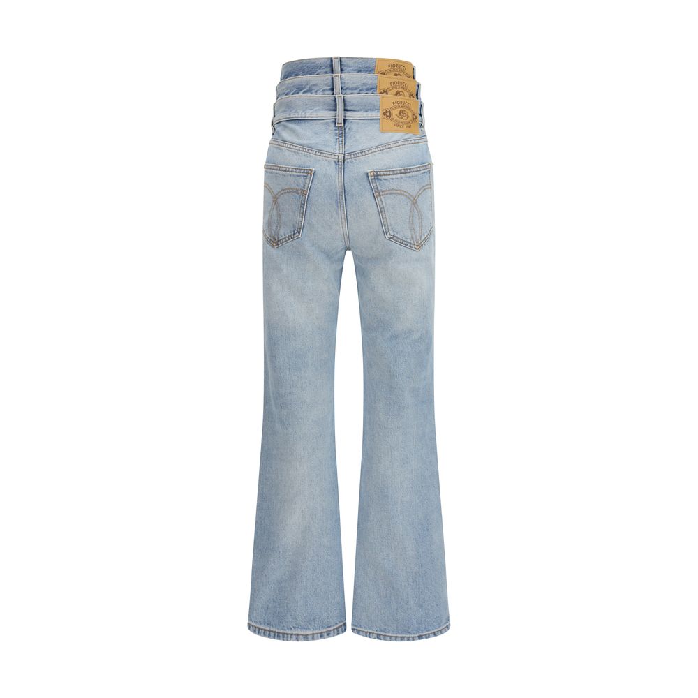Fiorucci Blue Cotton Flared Jeans