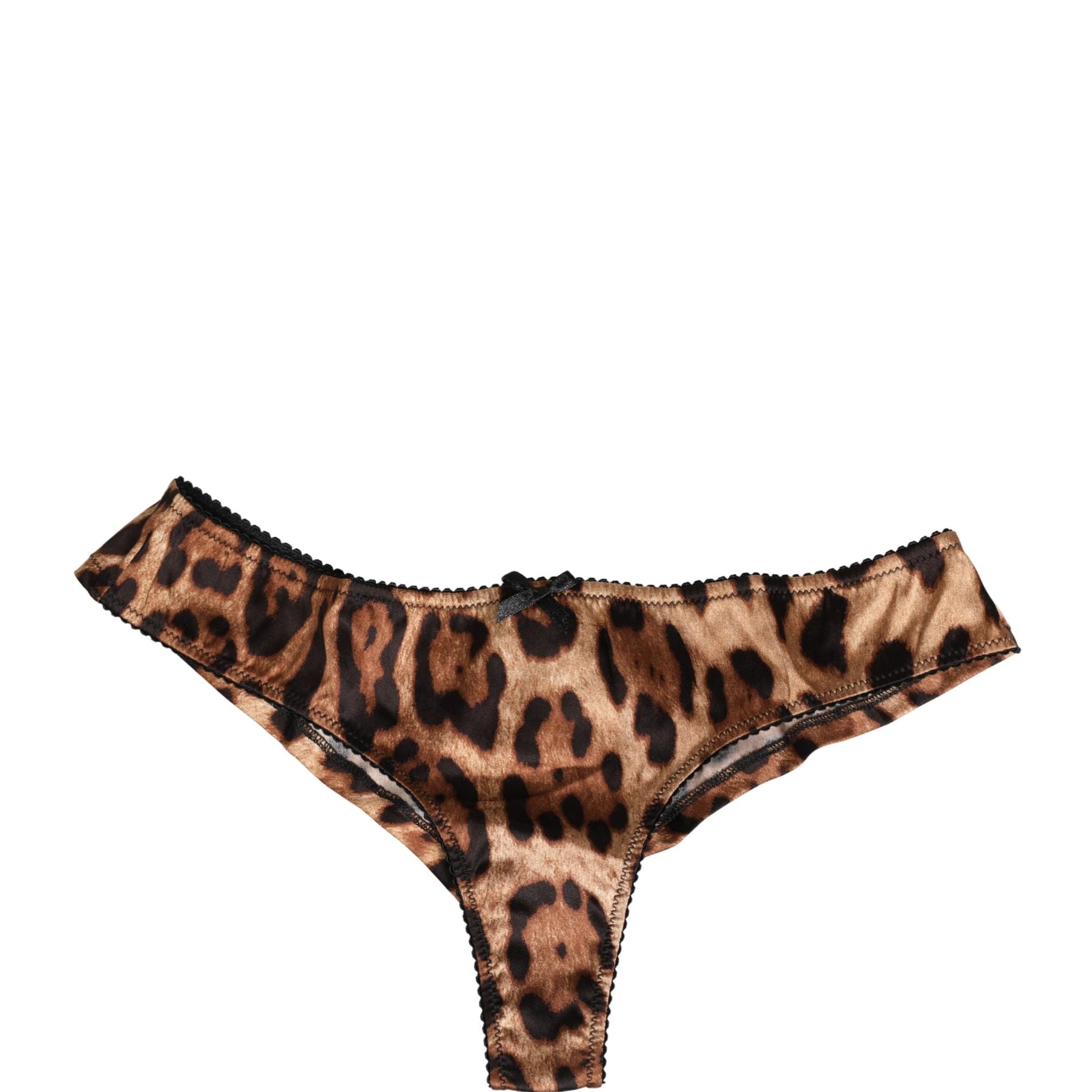 Dolce & Gabbana Black Brown Leopard Mid Waist Brief Panty Underwear