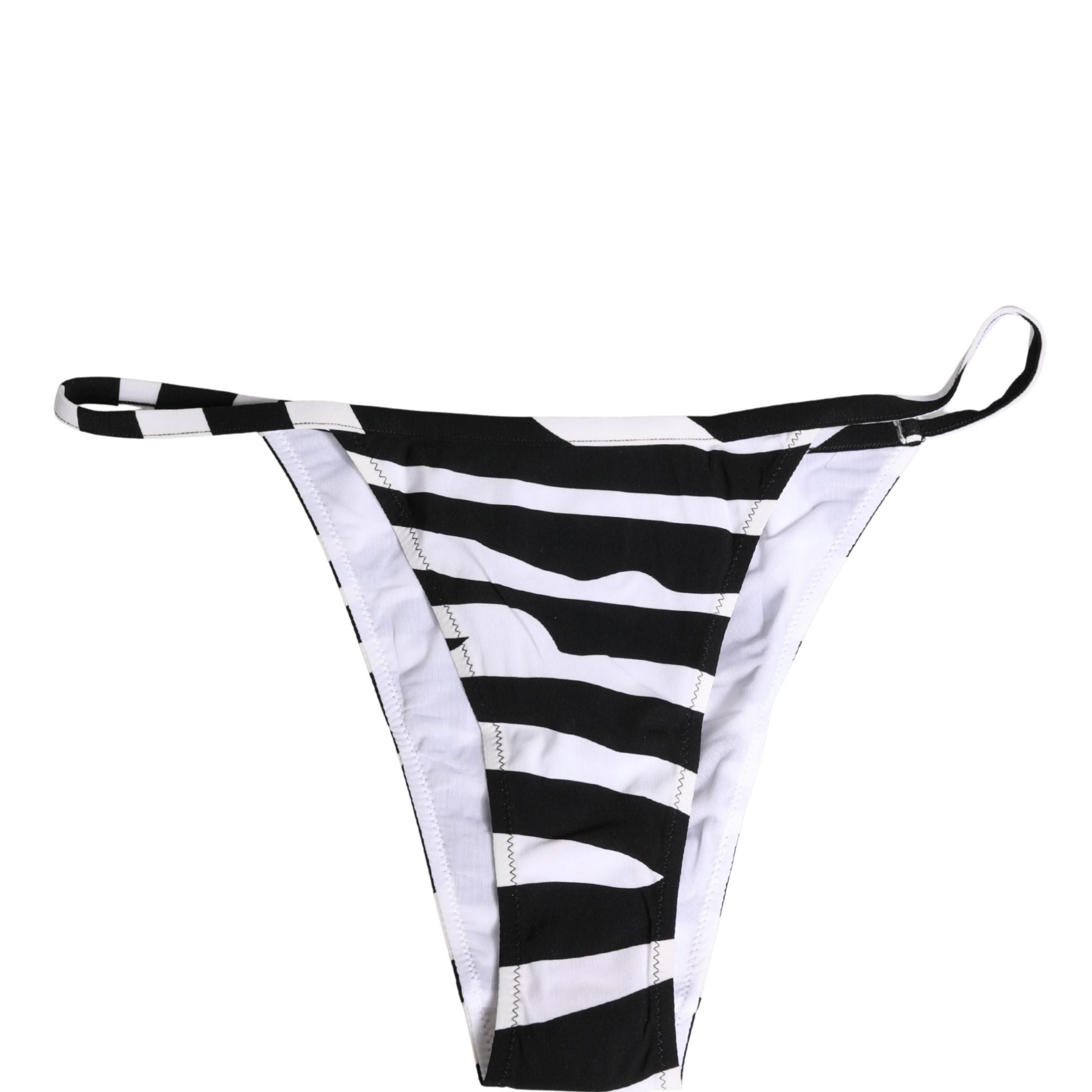 Dolce & Gabbana Black White Zebra Bikini Top Bottom Swimwear