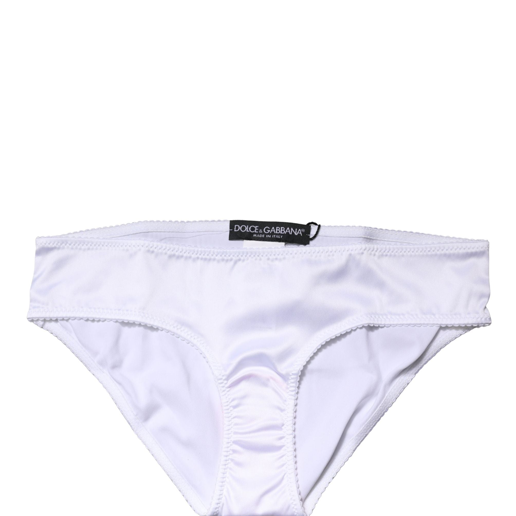Dolce & Gabbana White Silk Stretch Mid Waist Brief Panty Underwear