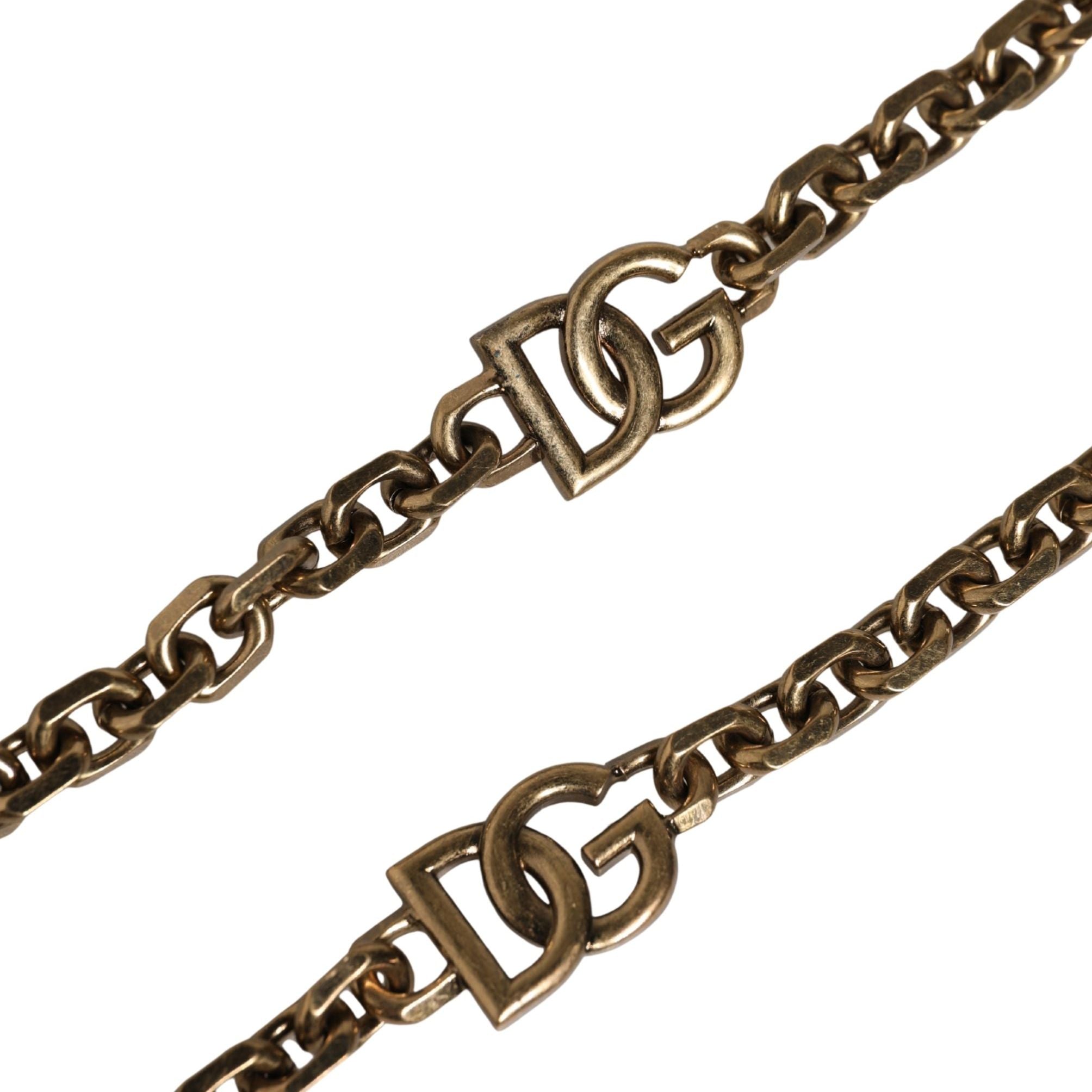 Dolce & Gabbana Black Leather Gold Chain Bag Accessory Shoulder Strap