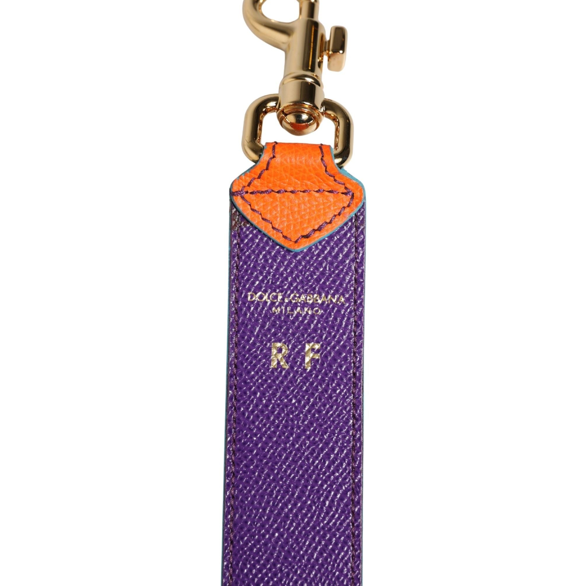 Dolce & Gabbana Orange Purple Calf Leather Bag Accessory Shoulder Strap
