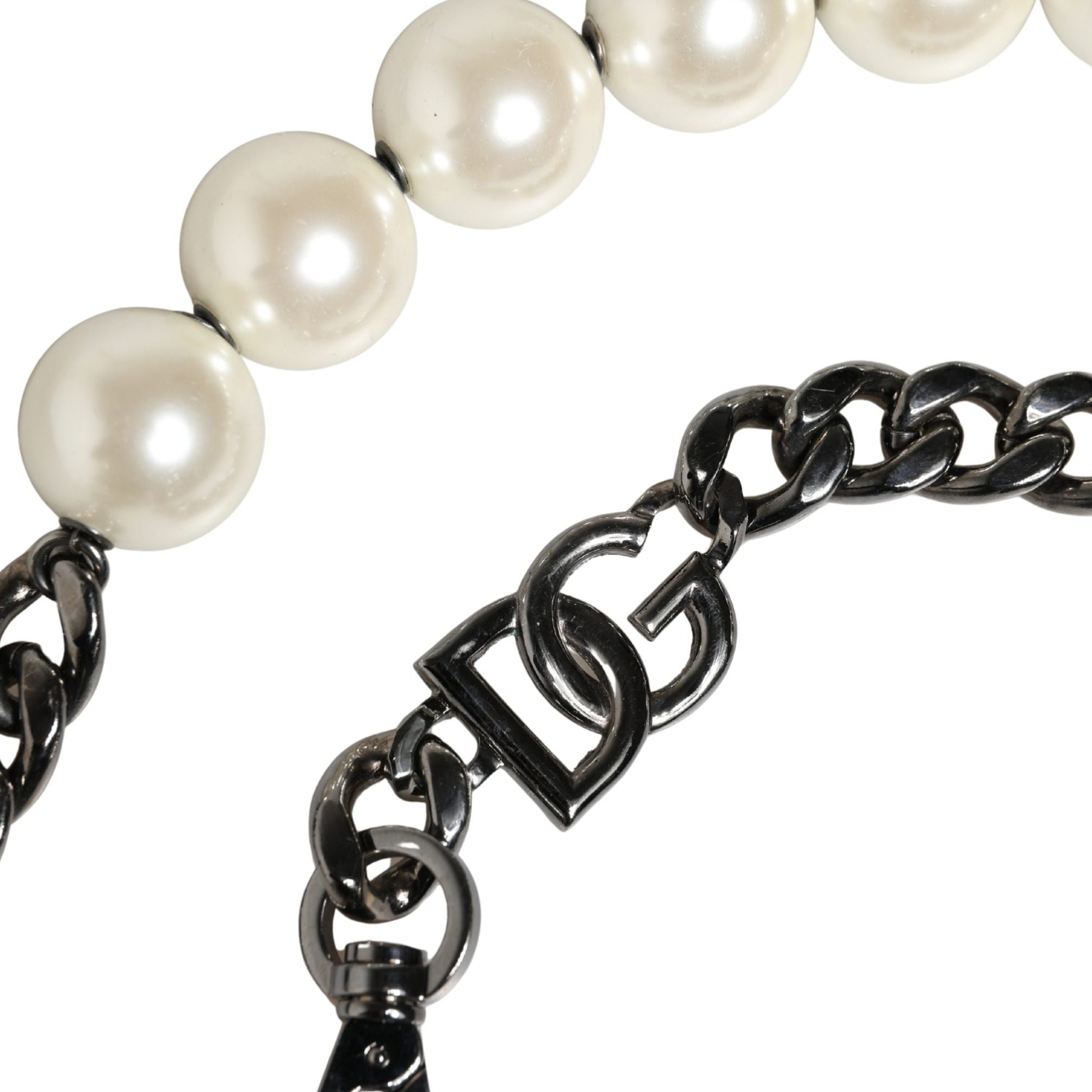 Dolce & Gabbana White Leather Silver Chain Bag Accessory Shoulder Strap