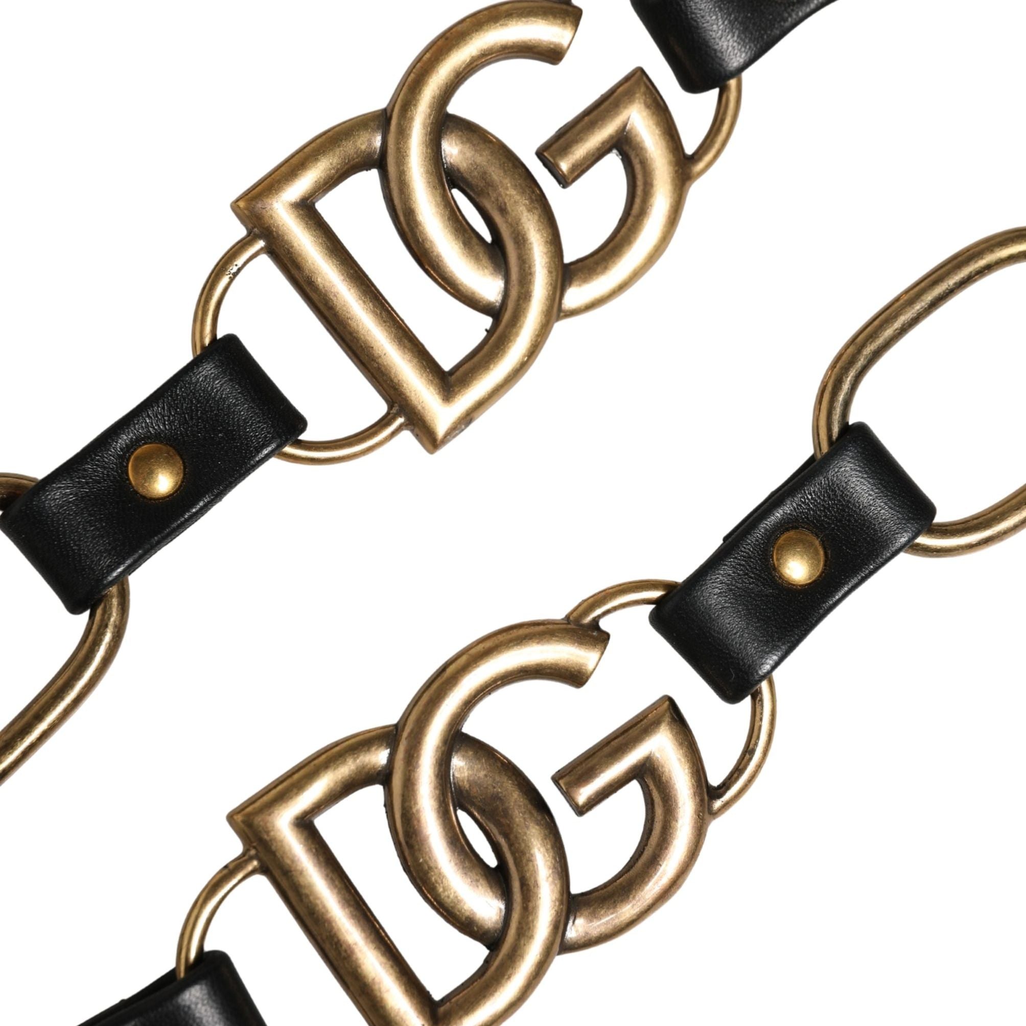 Dolce & Gabbana Black Leather Gold Chain Bag Accessory Shoulder Strap