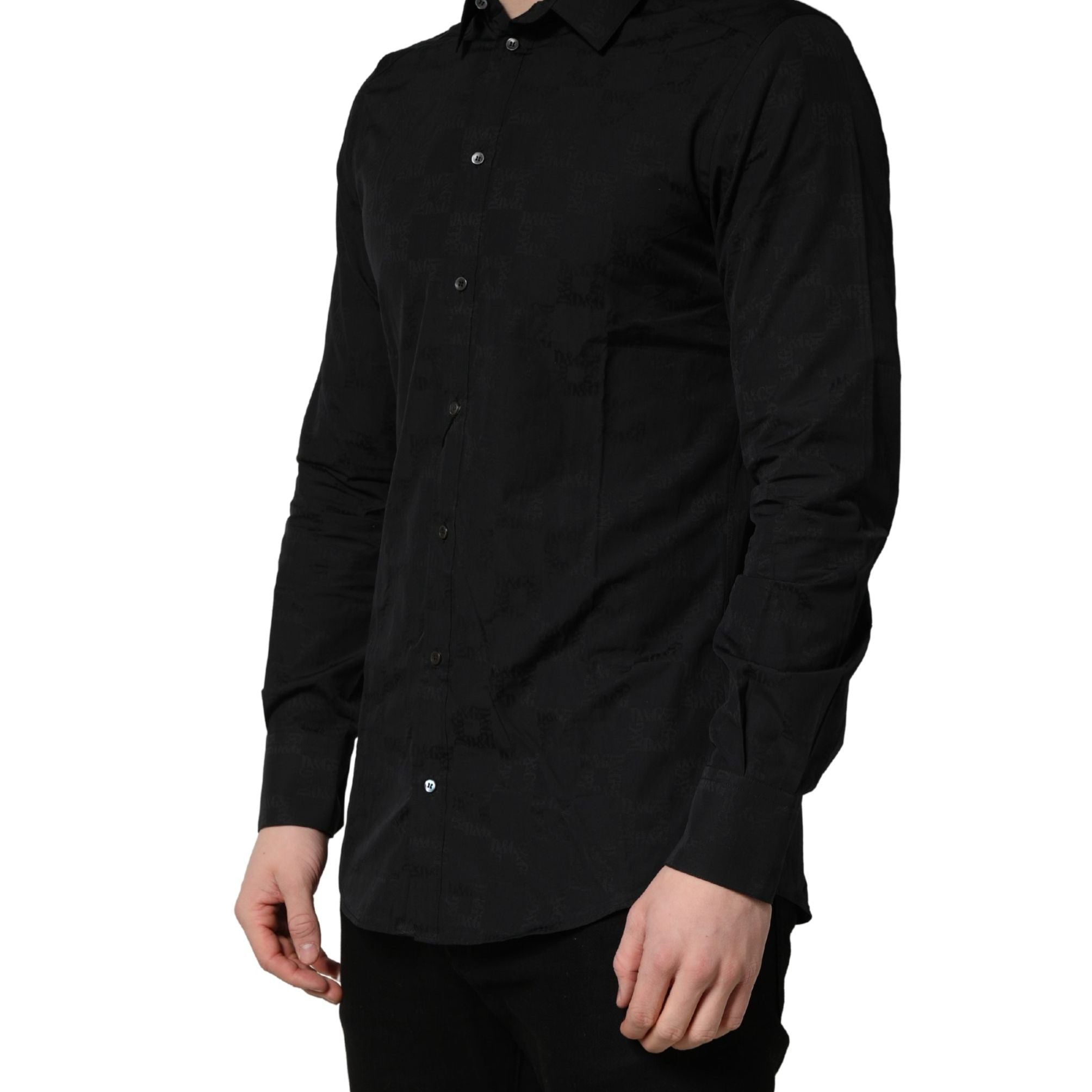 Dolce & Gabbana Black MARTINI Cotton Slim Dress Formal Shirt