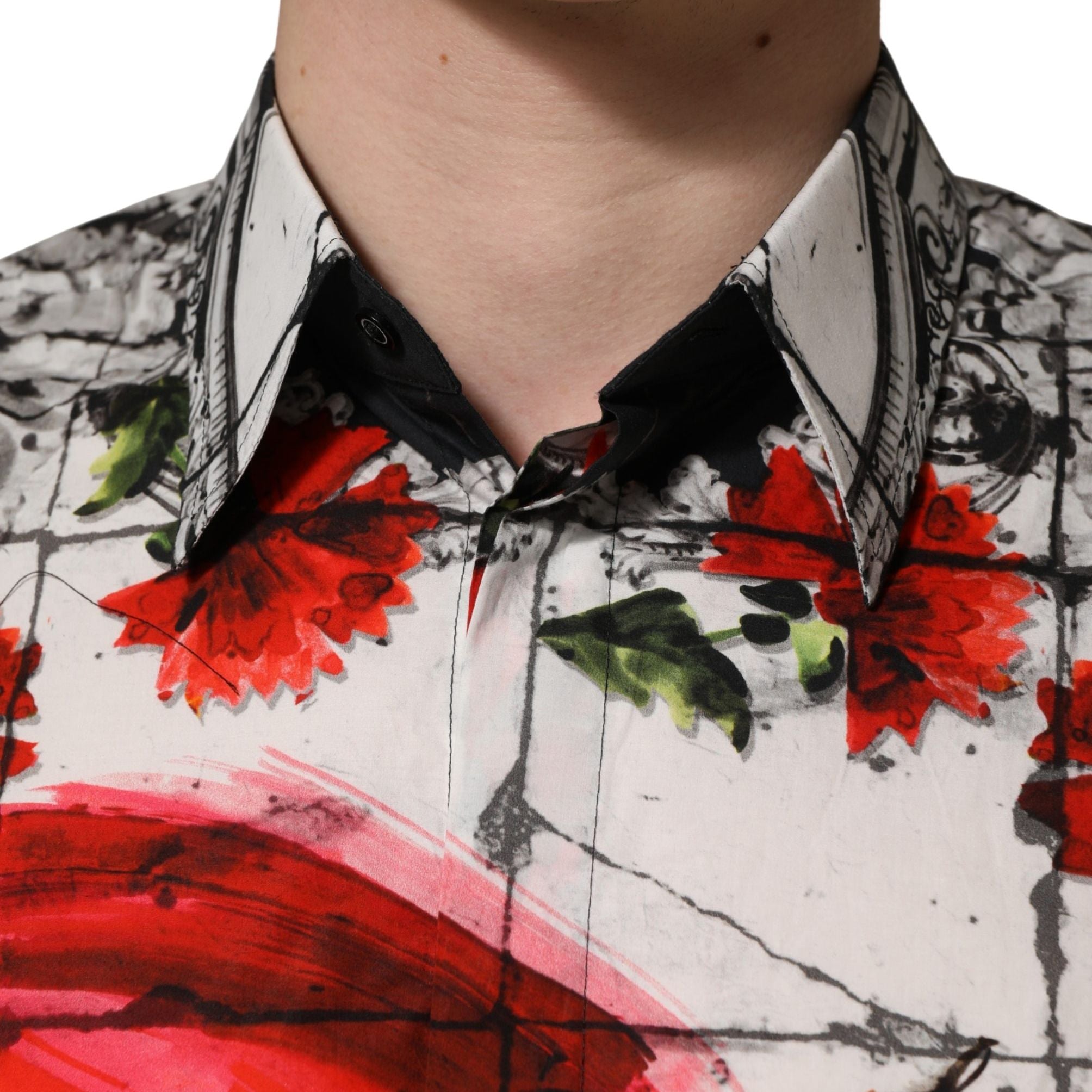 Dolce & Gabbana Multicolor Floral Bull Collared Men Dress Shirt