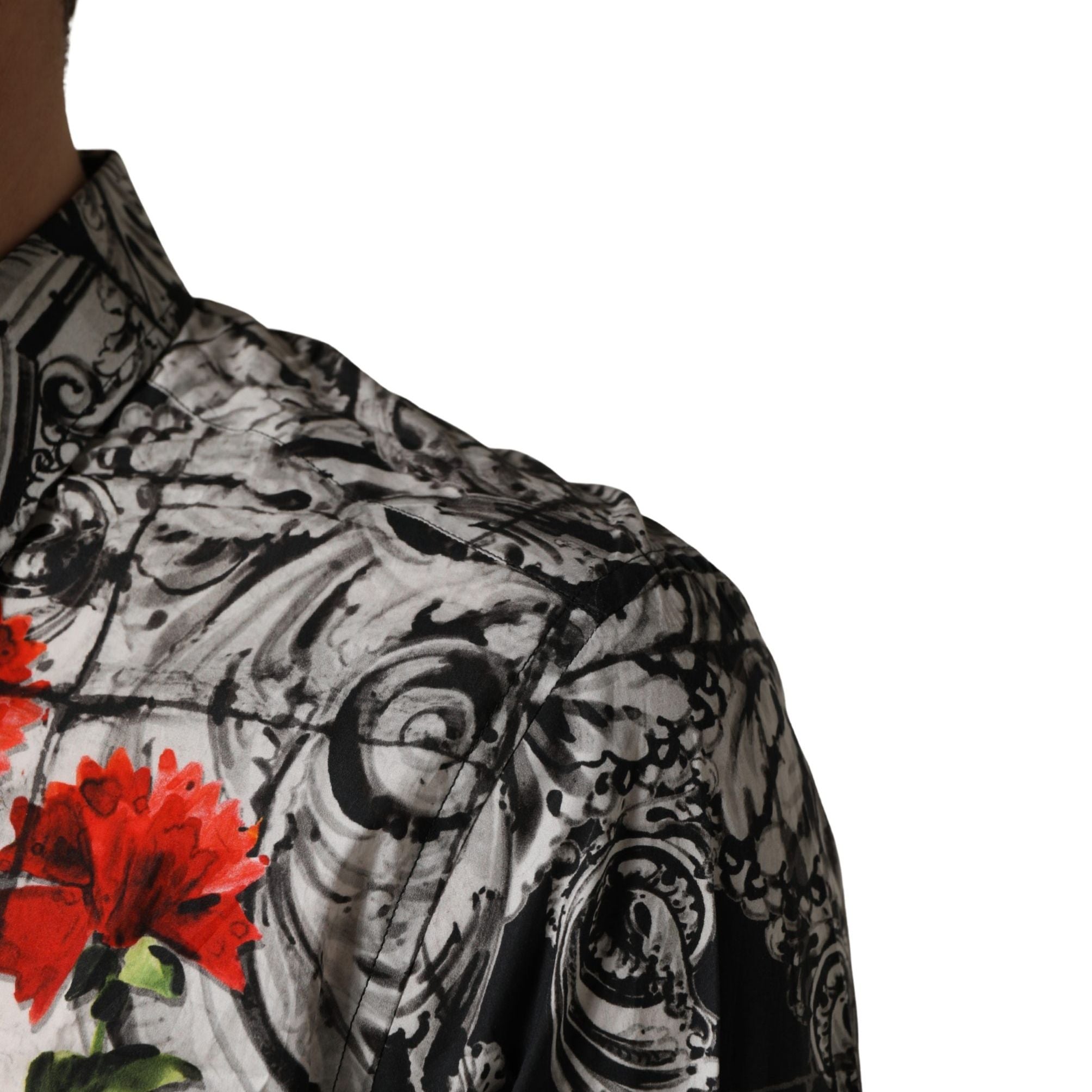 Dolce & Gabbana Multicolor Floral Bull Collared Men Dress Shirt