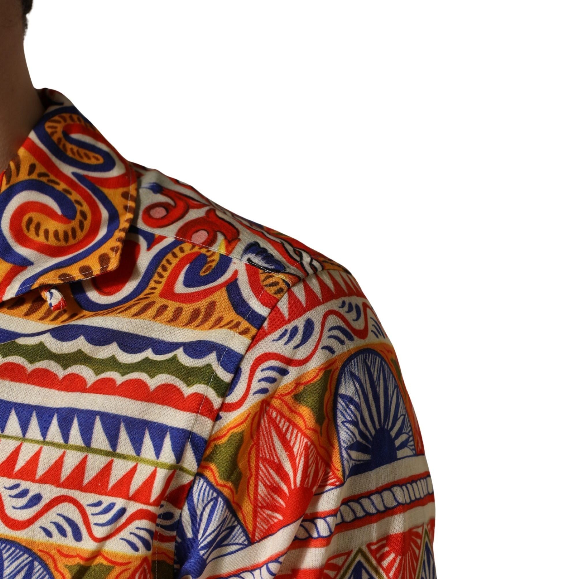 Dolce & Gabbana Multicolor Sicilian Carretto Twill Cotton Men Shirt