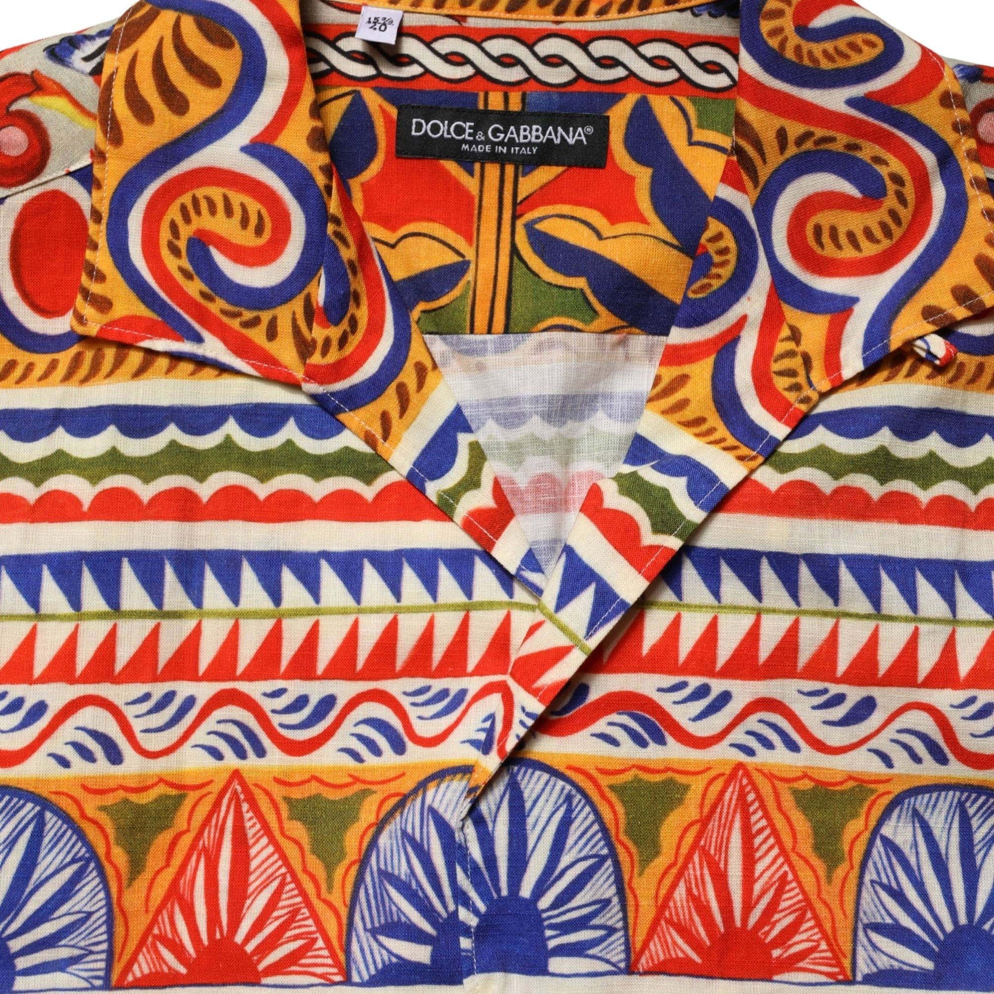 Dolce & Gabbana Multicolor Sicilian Carretto Twill Cotton Men Shirt