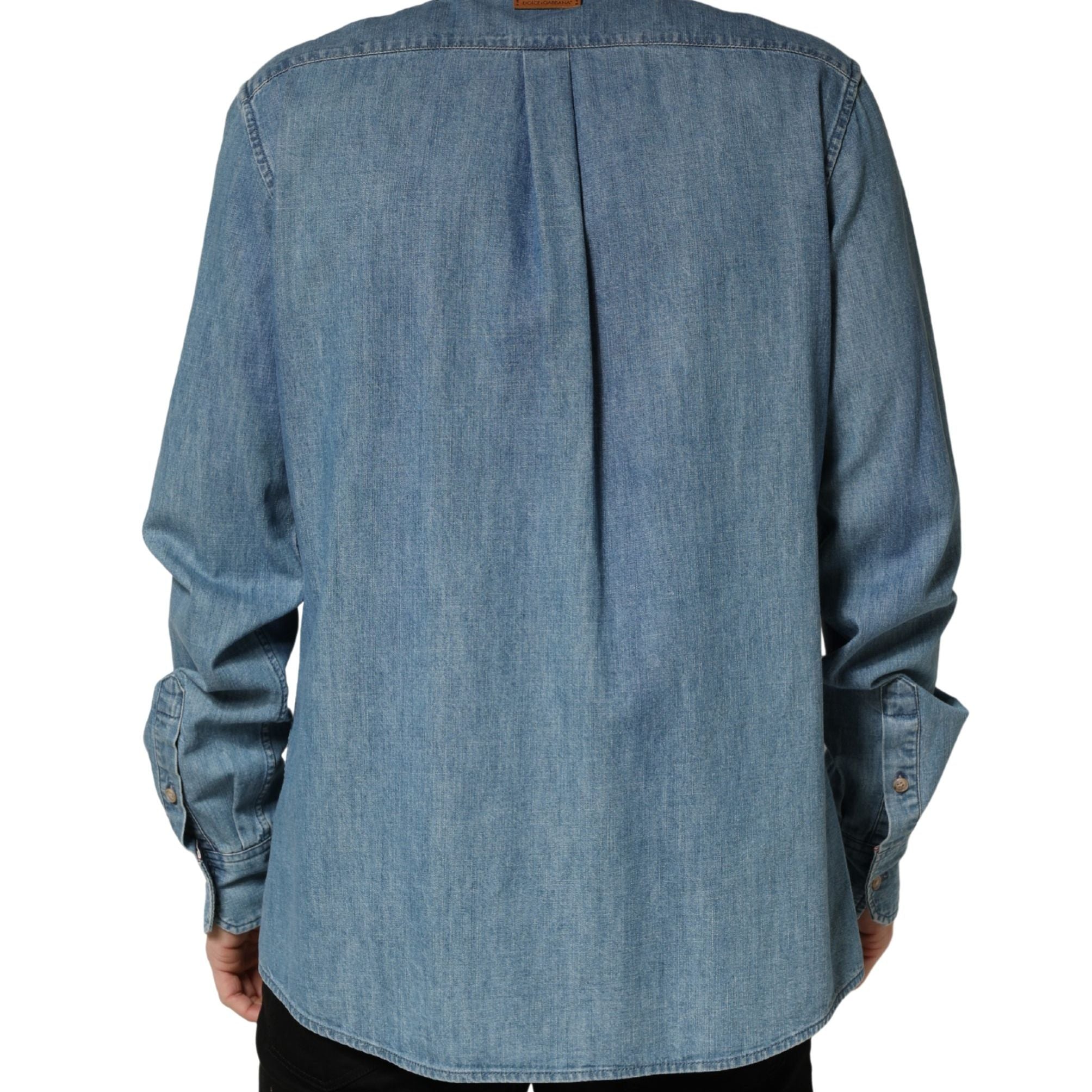 Dolce & Gabbana Blue Cotton Stretch Casual Denim Slim Shirt