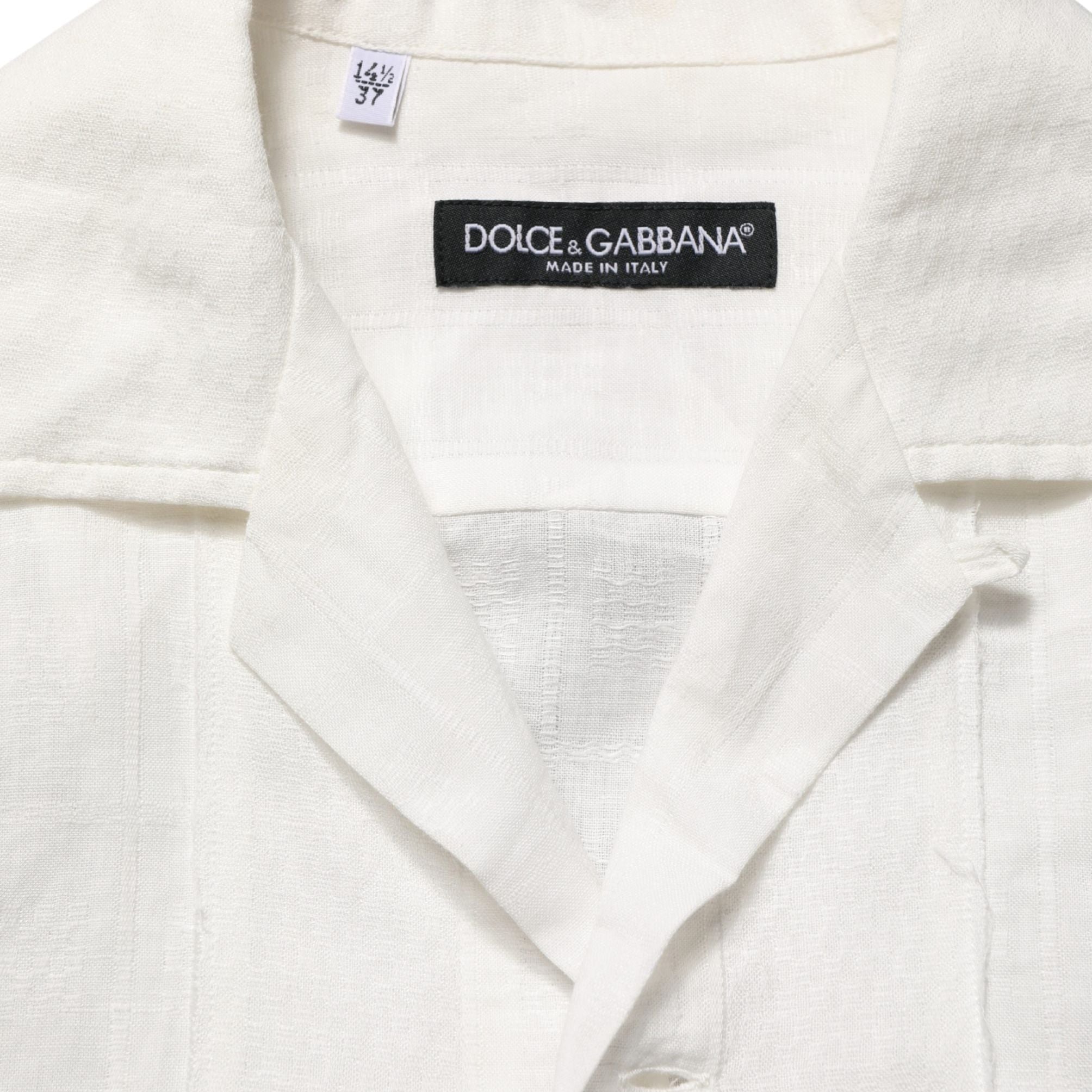 Dolce & Gabbana White Linen Short Sleeves Button Down Shirt
