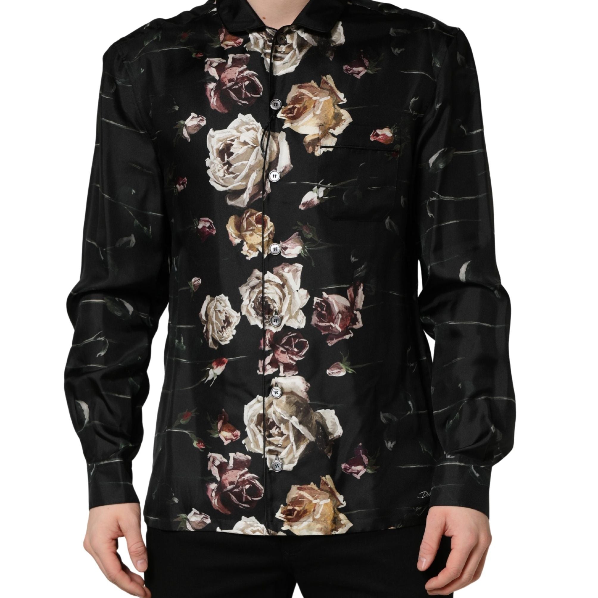 Dolce & Gabbana Black Floral Print Long Sleeves Casual Shirt