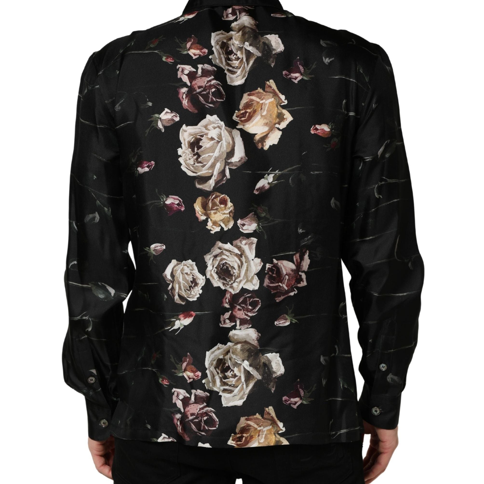 Dolce & Gabbana Black Floral Print Long Sleeves Casual Shirt