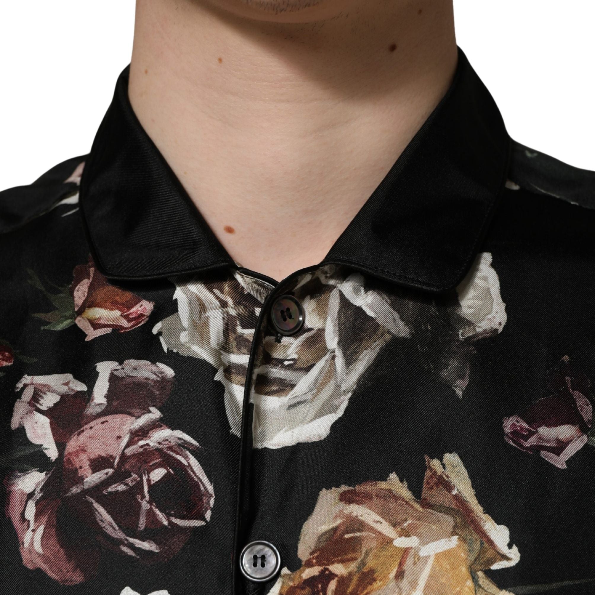 Dolce & Gabbana Black Floral Print Long Sleeves Casual Shirt