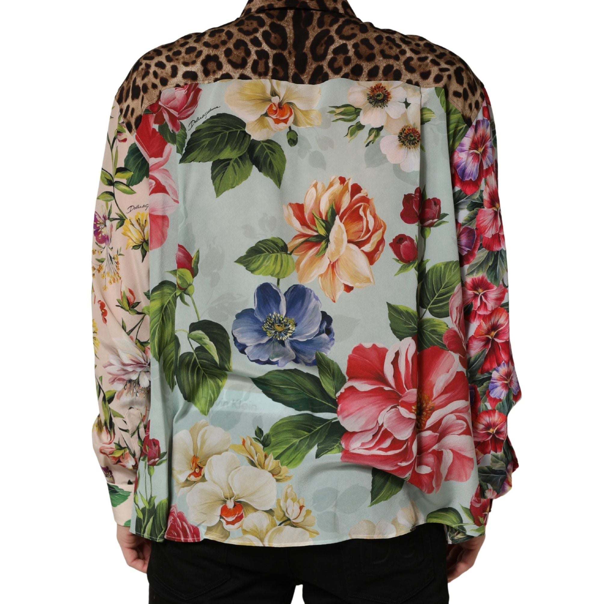 Dolce & Gabbana Multicolor Floral Animal Print Collared Shirt