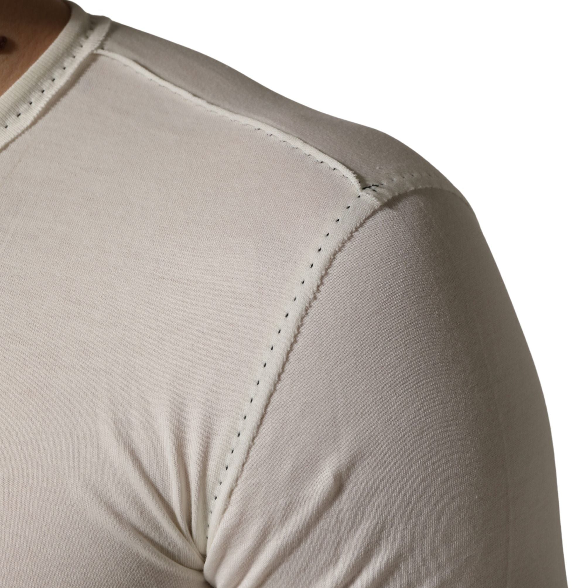 Dolce & Gabbana White Long Sleeves Henley Pullover Sweater