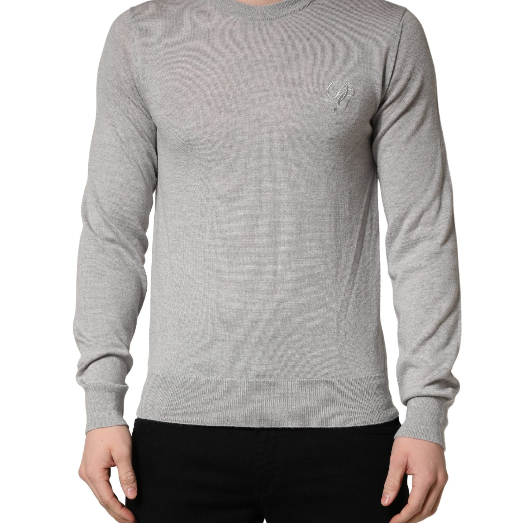 Dolce & Gabbana Gray Long Sleeves Crew Neck Pullover Sweater