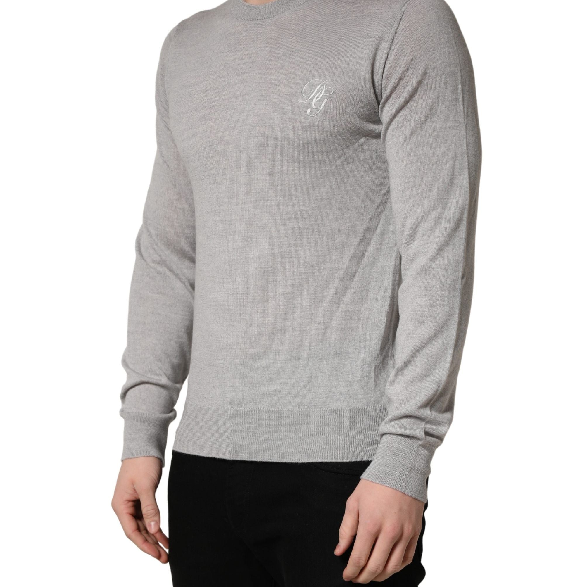 Dolce & Gabbana Gray Long Sleeves Crew Neck Pullover Sweater