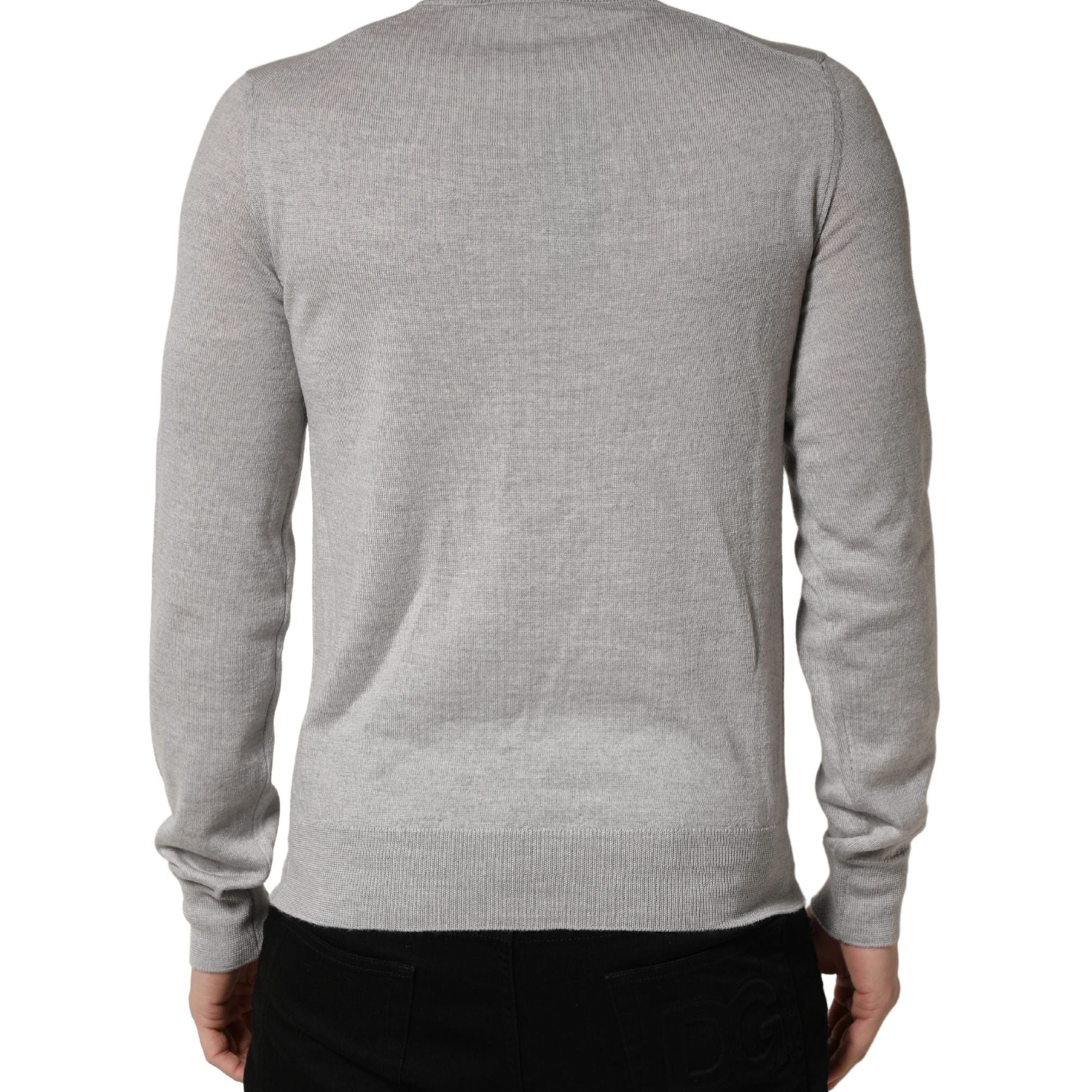 Dolce & Gabbana Gray Long Sleeves Crew Neck Pullover Sweater