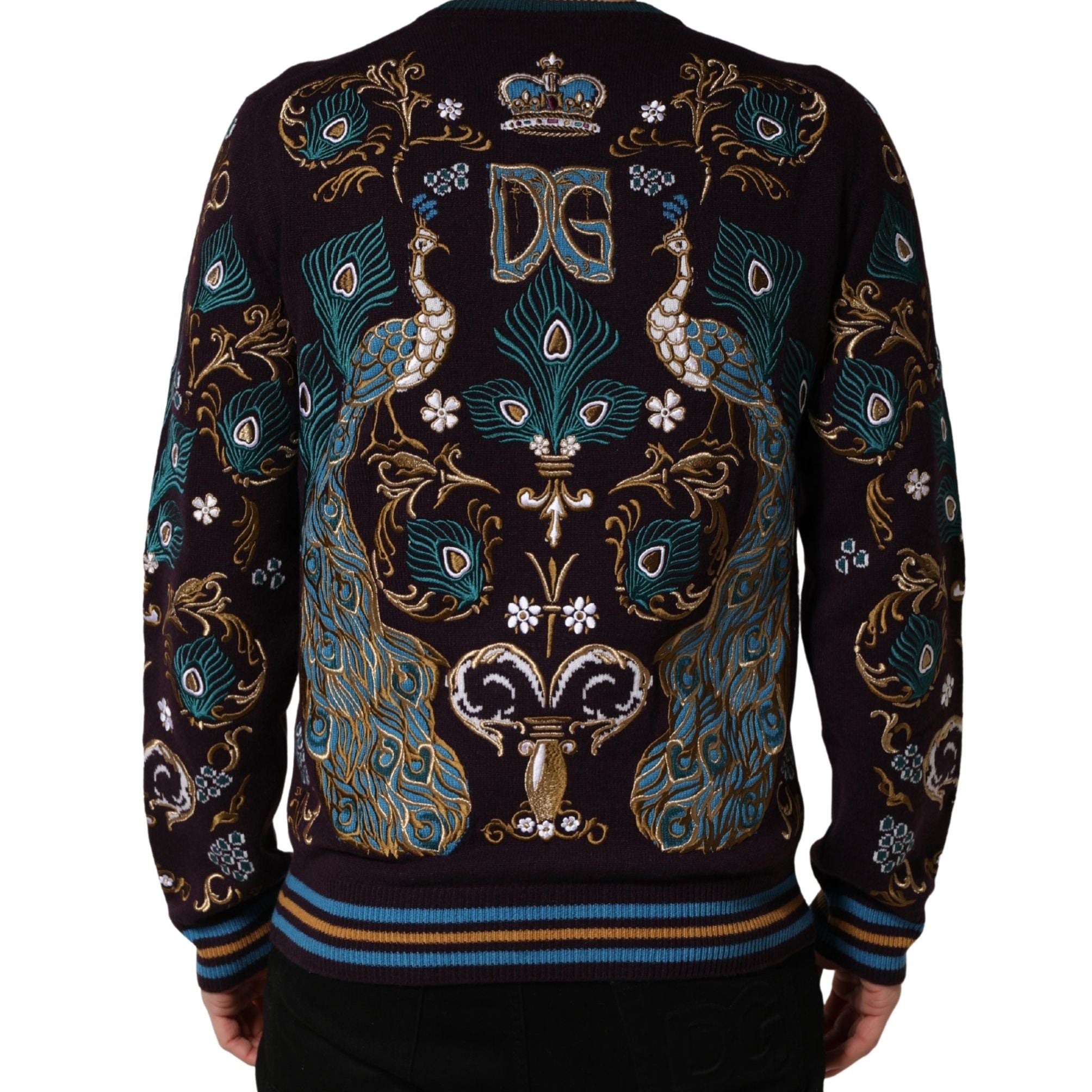 Dolce & Gabbana Bordeaux Cashmere Crown Embroidered Sweater