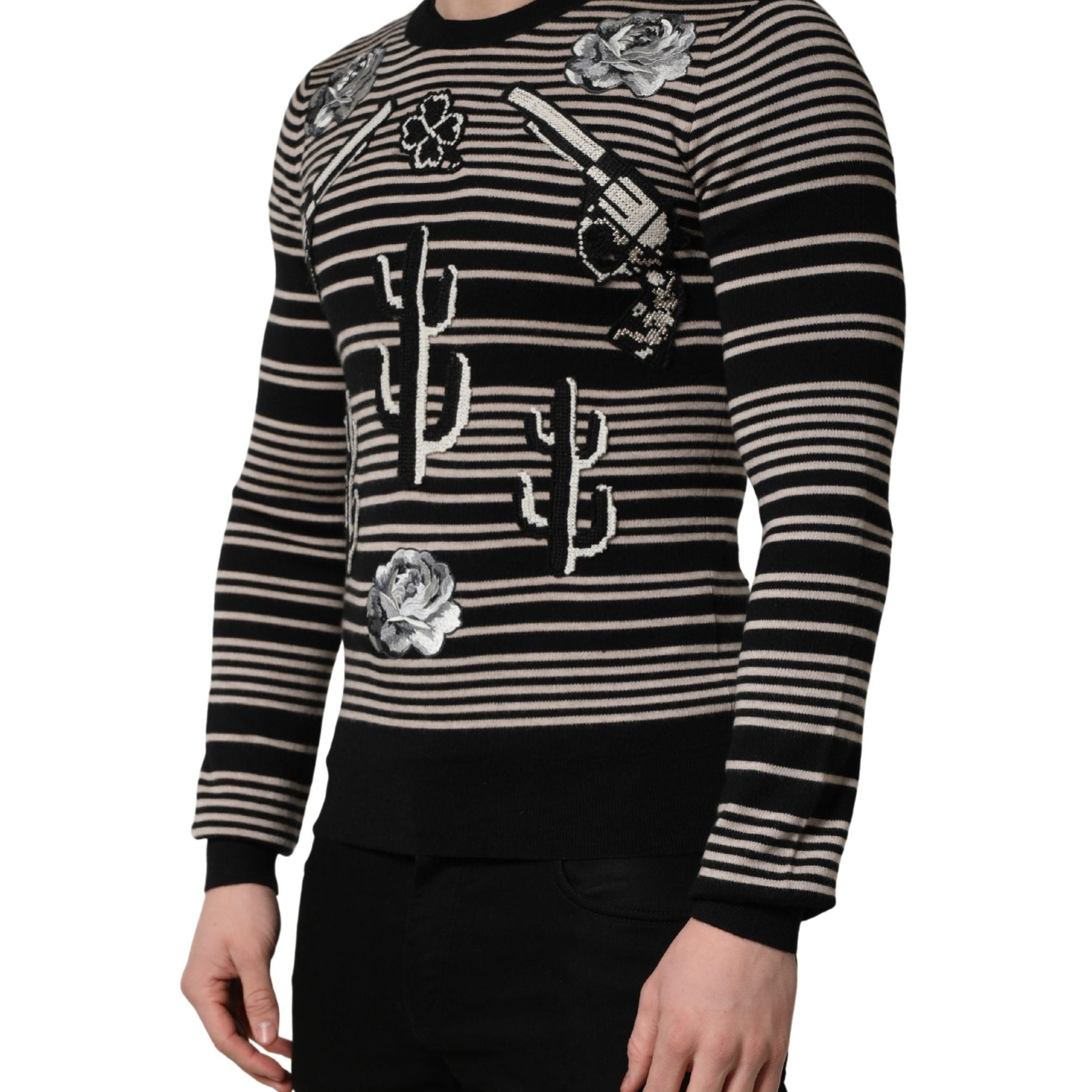 Dolce & Gabbana Multicolor Cashmere Striped CrewNeck Sweater