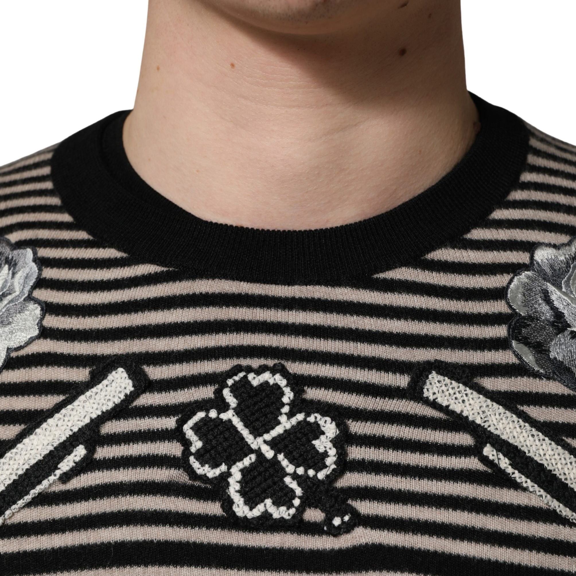 Dolce & Gabbana Multicolor Cashmere Striped CrewNeck Sweater