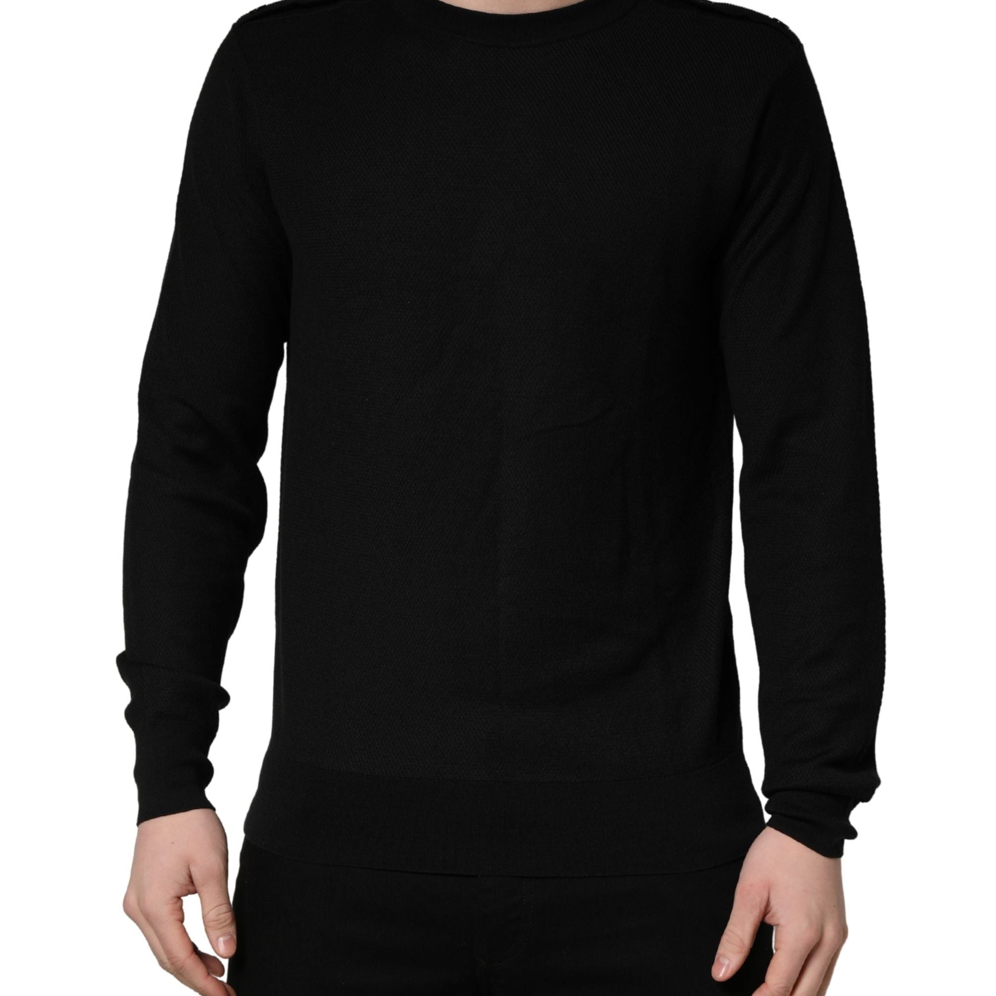Dolce & Gabbana Black Crew Neck Long Sleeve Pullover Sweater
