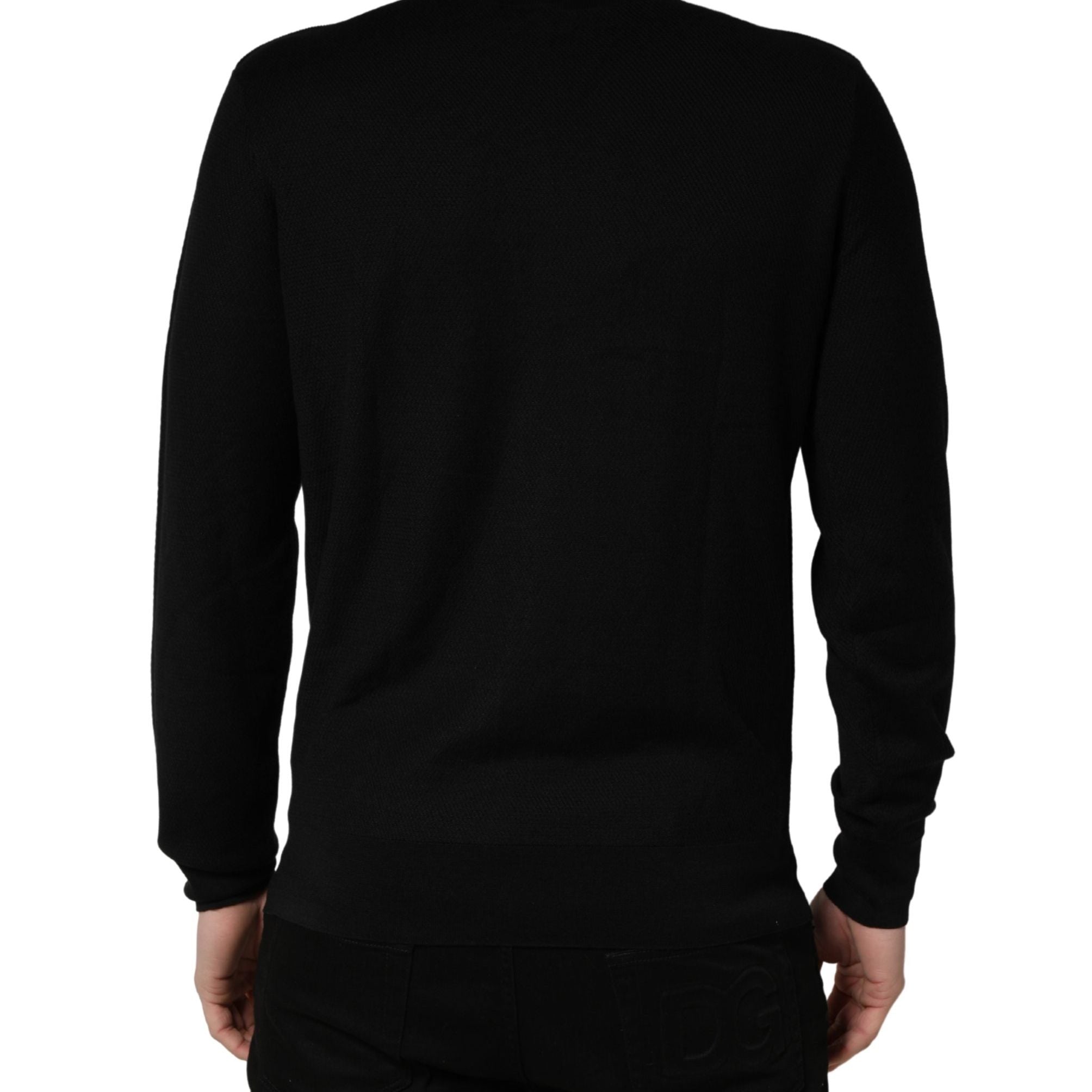 Dolce & Gabbana Black Crew Neck Long Sleeve Pullover Sweater