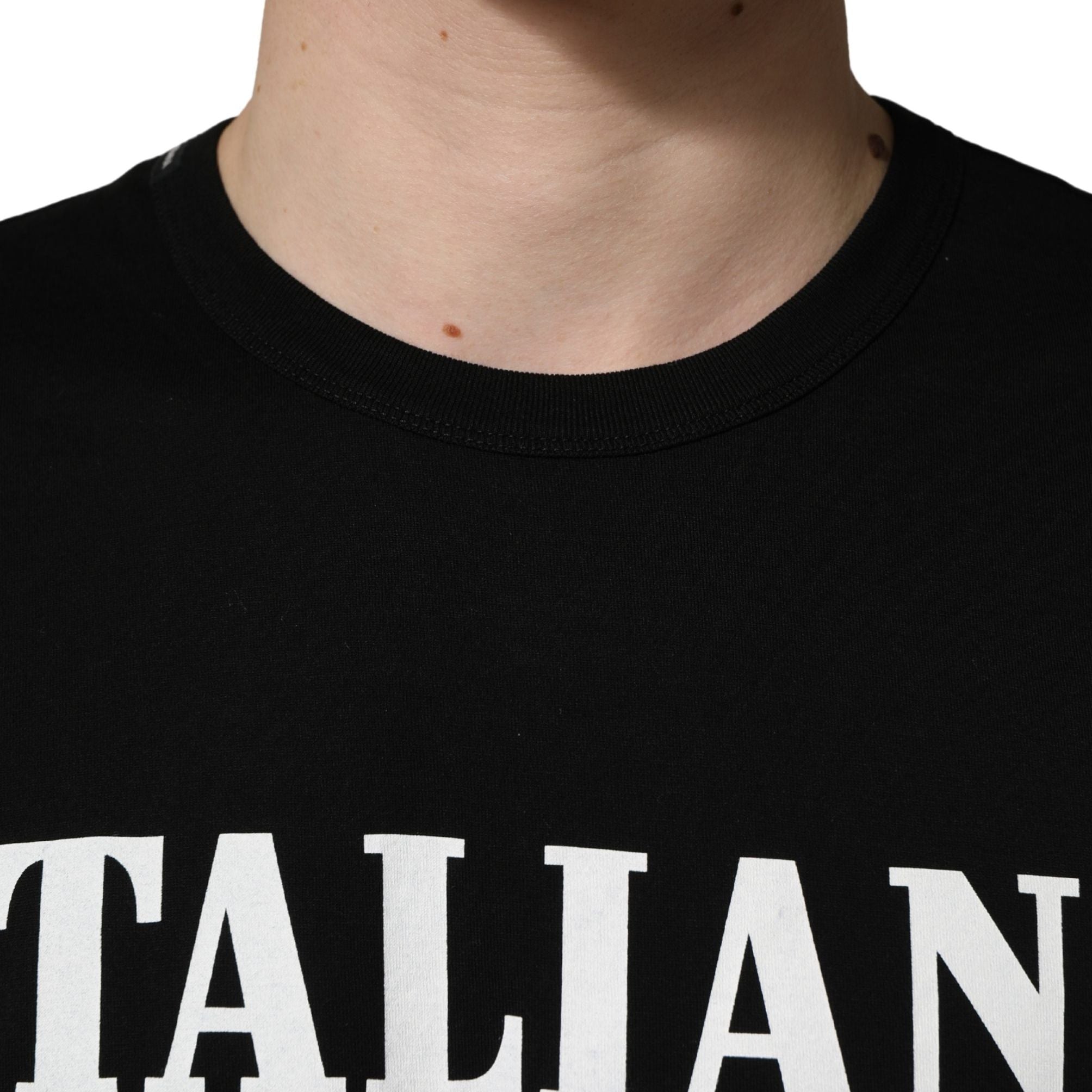 Dolce & Gabbana Black Camouflage Graphic Cotton Crewneck T-shirt