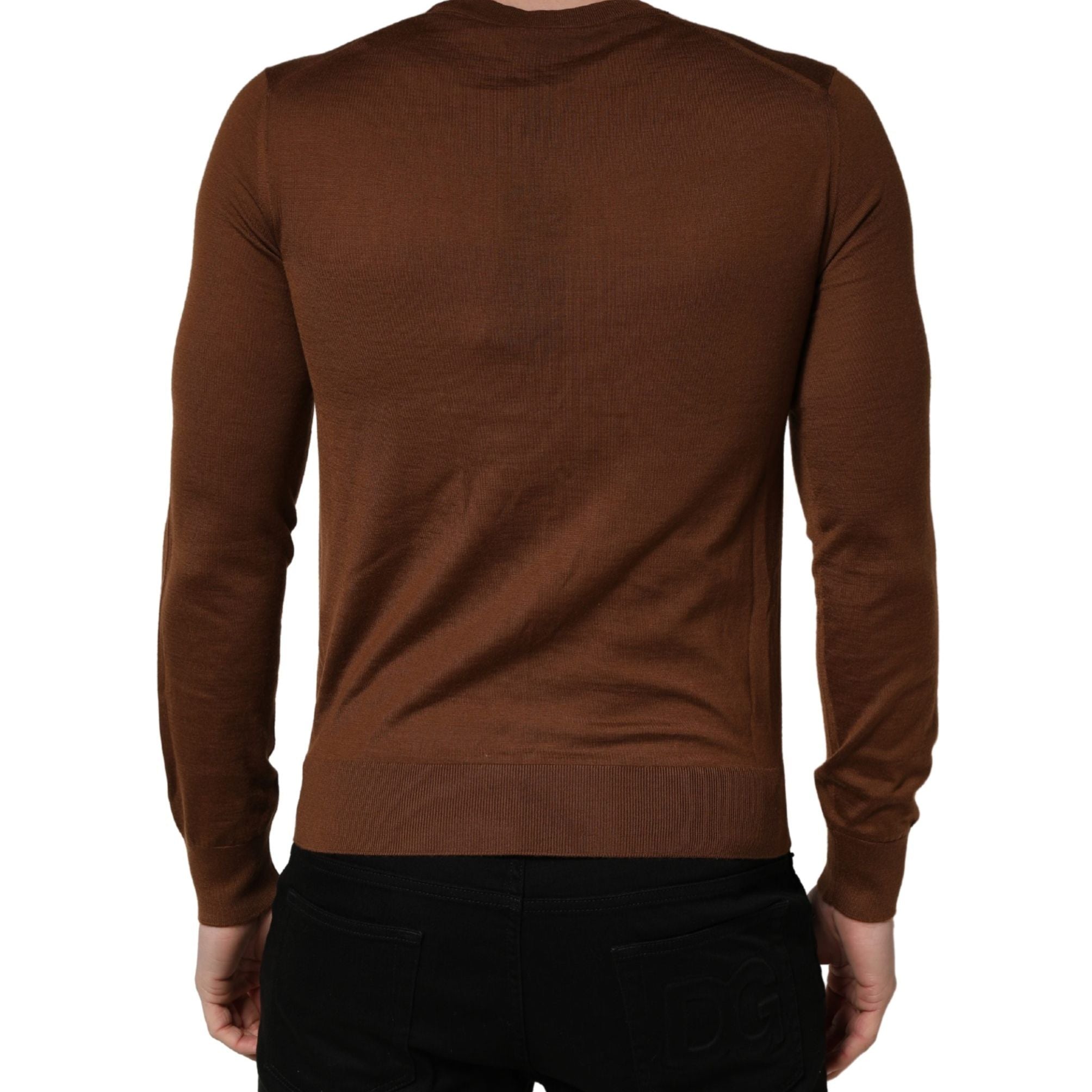 Dolce & Gabbana Brown Cashmere Men Crew Neck Pullover Sweater