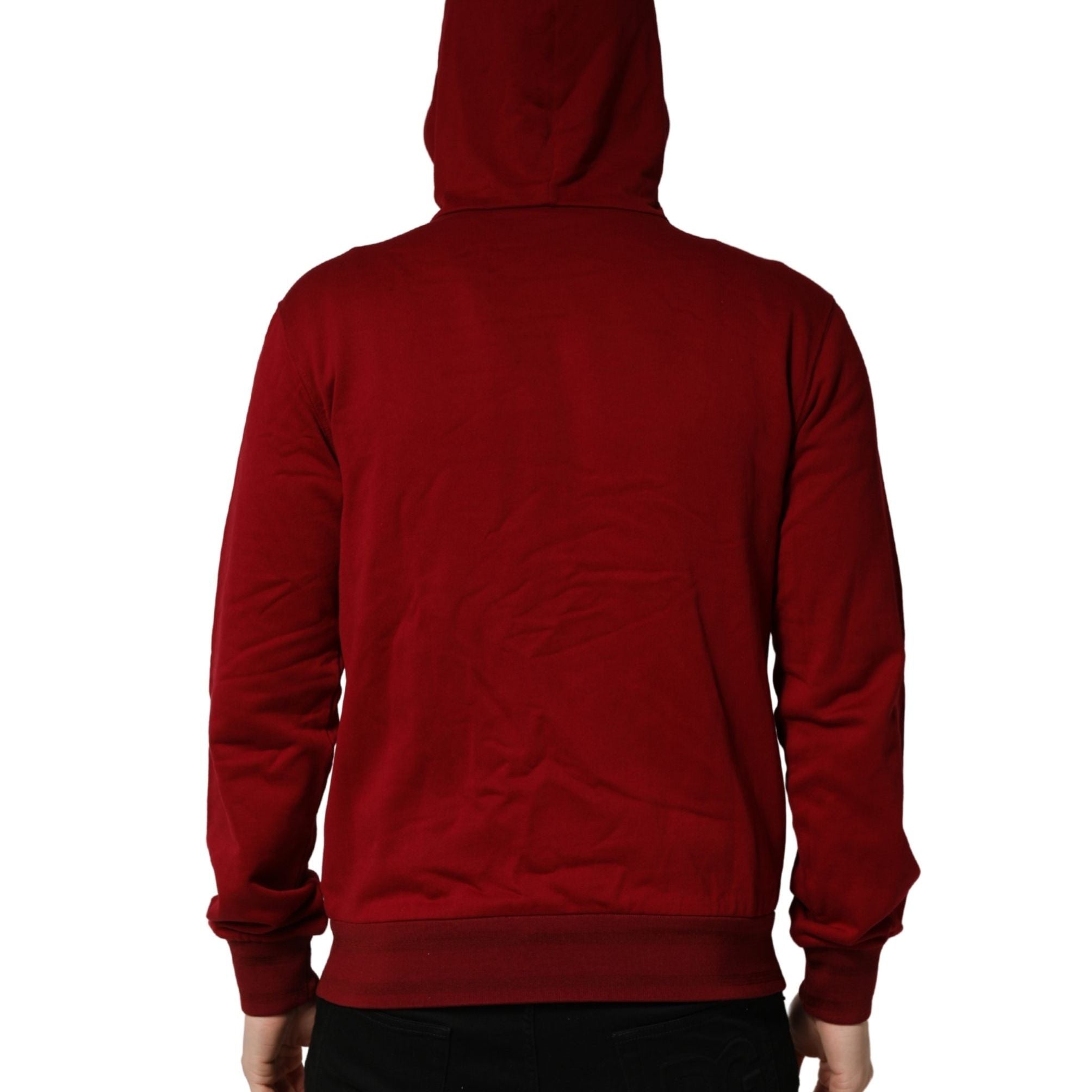 Dolce & Gabbana Red Cotton Full Zip Fleece Men Hoodie Sweater
