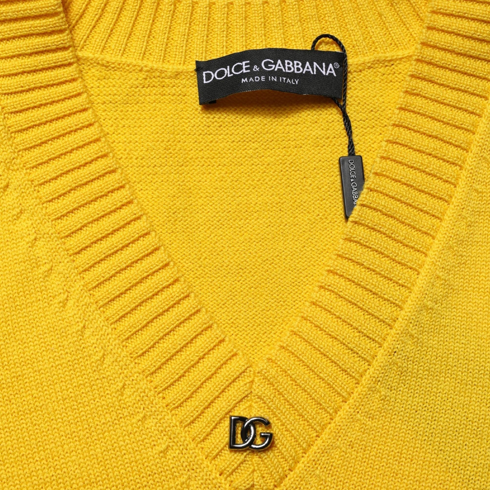 Dolce & Gabbana Wool Knitted V-Neck Pullover Yellow