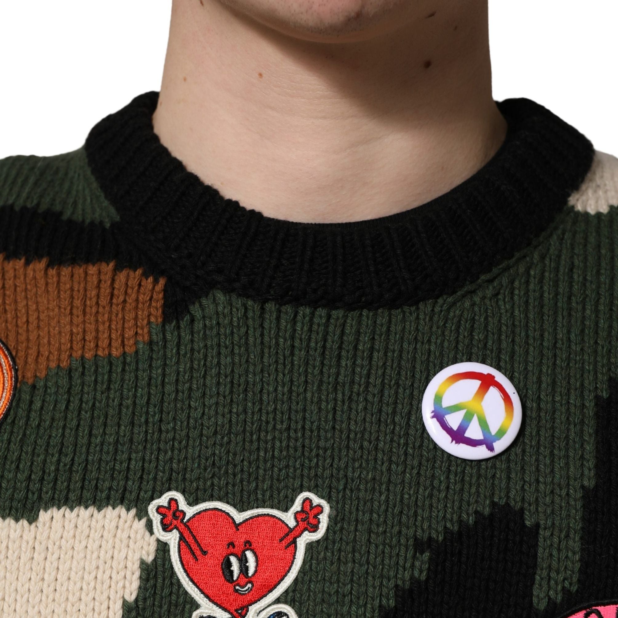 Dolce & Gabbana Multicolor Intarsia Knit Camouflage Pullover Sweater