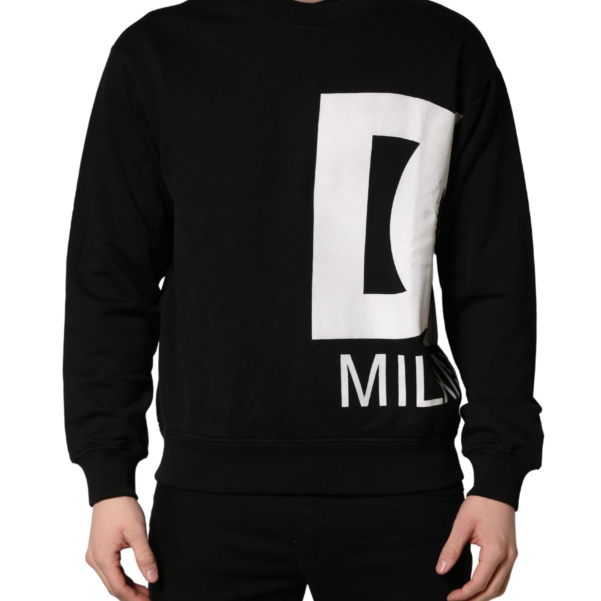 Dolce & Gabbana Black Logo Milano Cotton Sweatshirt Sweater