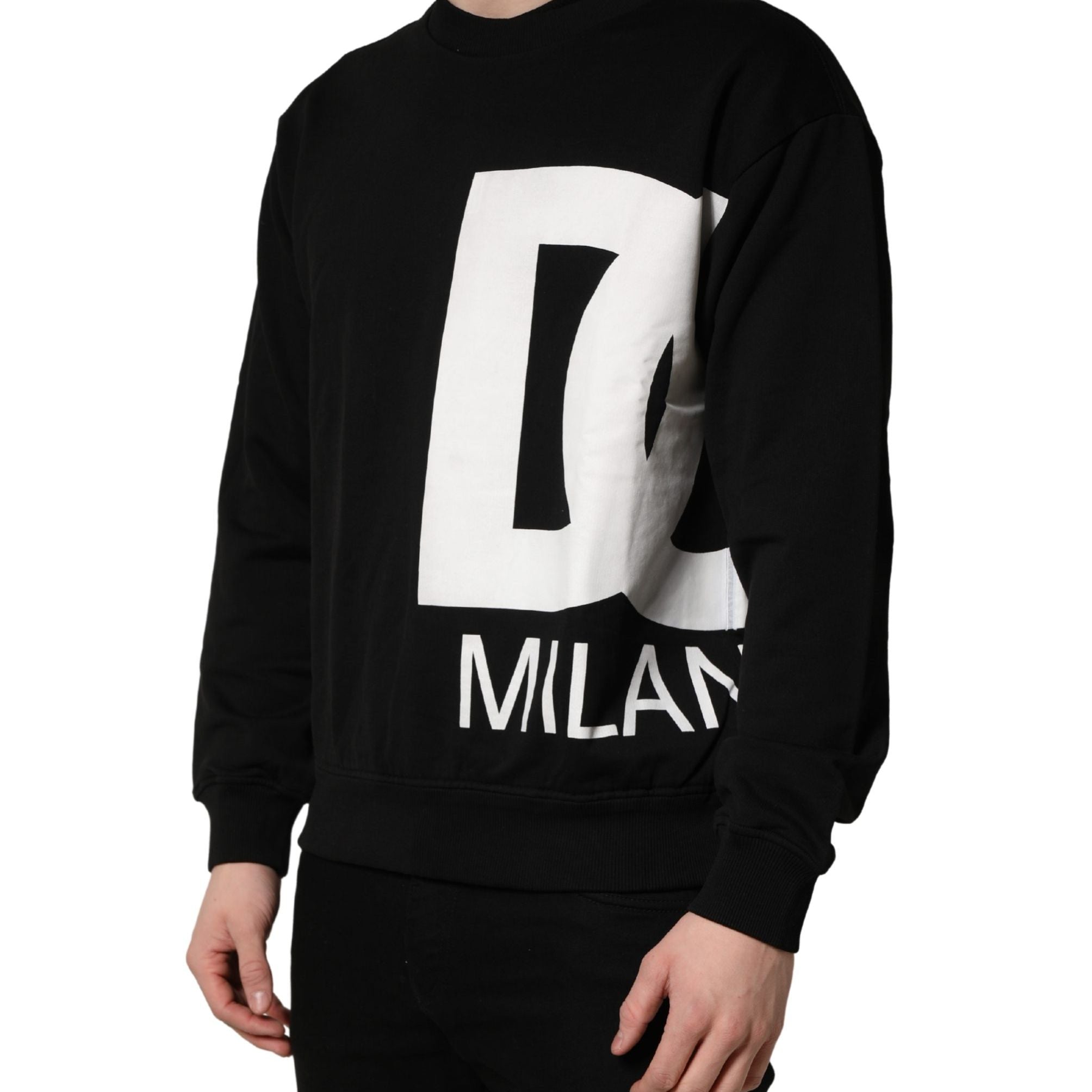 Dolce & Gabbana Black Logo Milano Cotton Sweatshirt Sweater