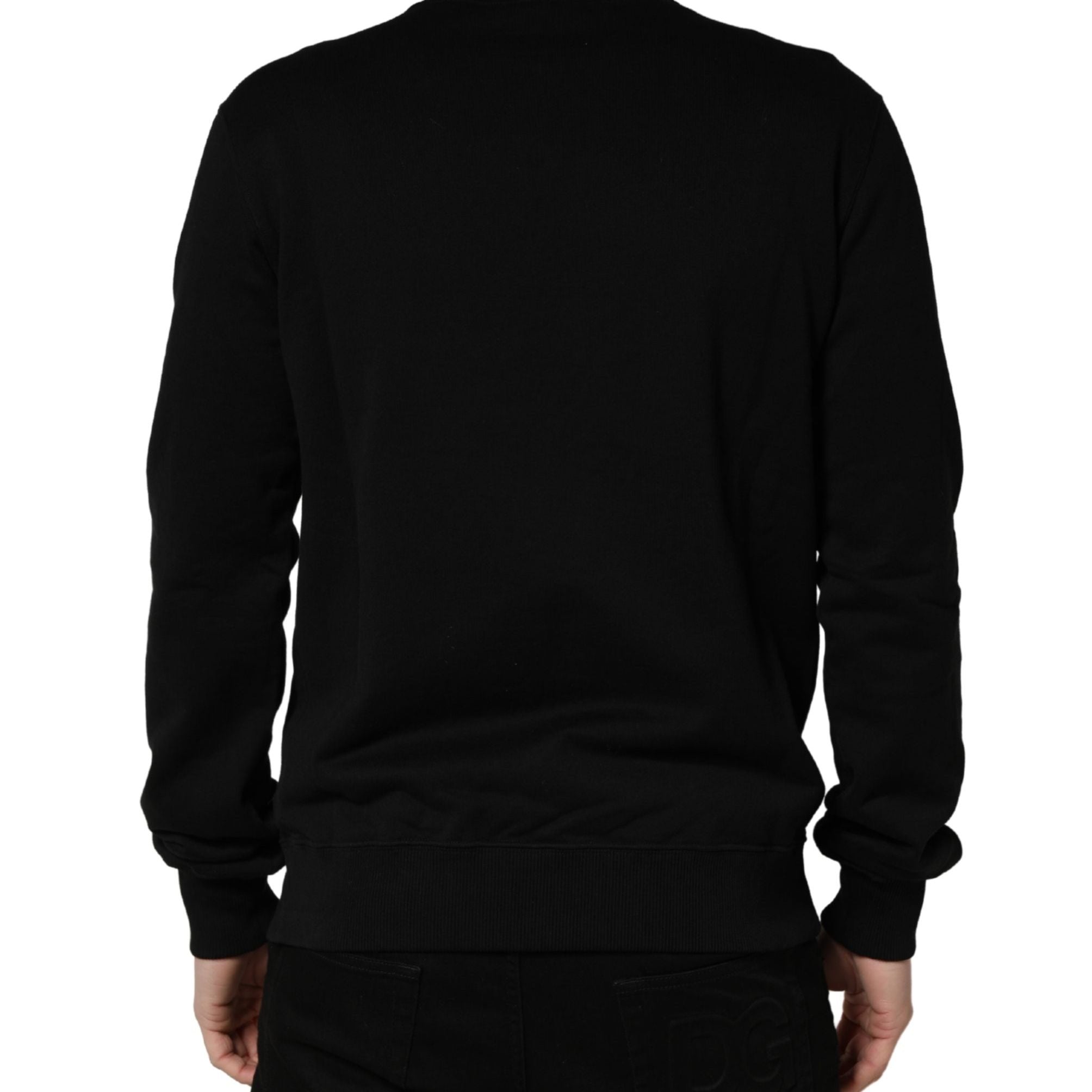 Dolce & Gabbana Black Embellished Cotton Sweatshirt Sweater