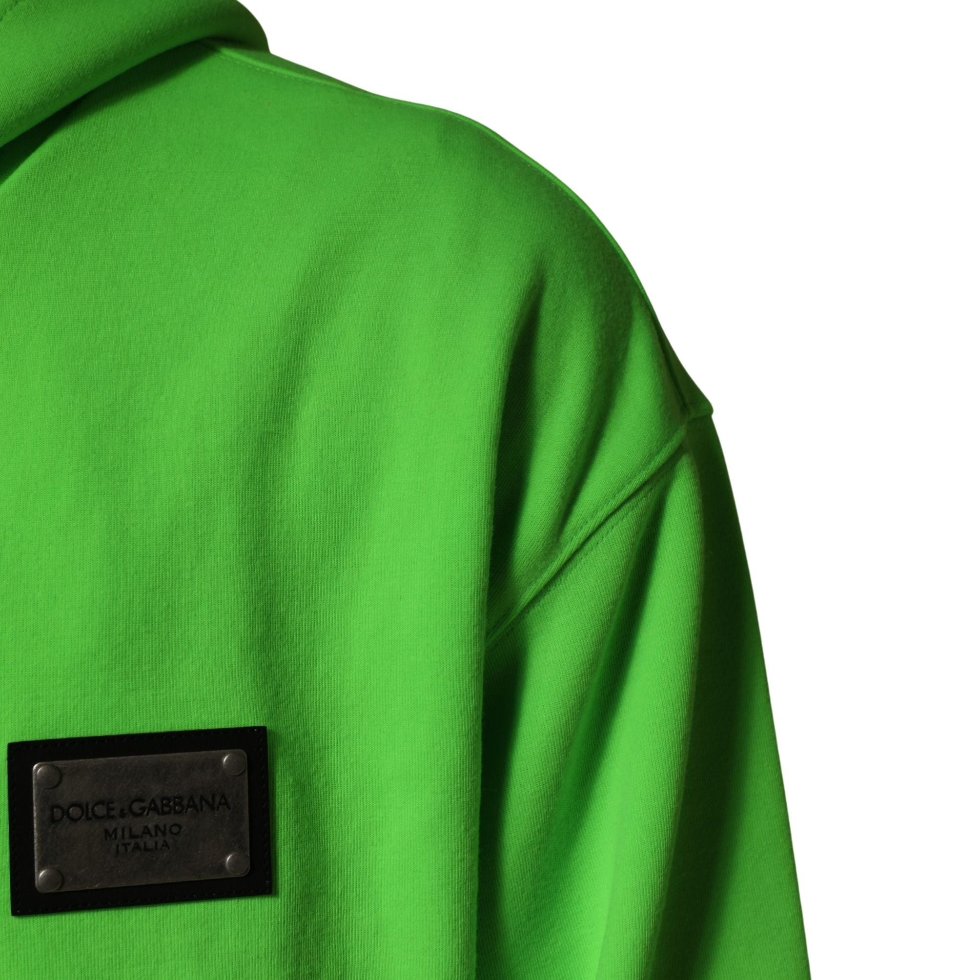 Dolce & Gabbana Green FullZip Fleece HoodedSweatshirt Sweater