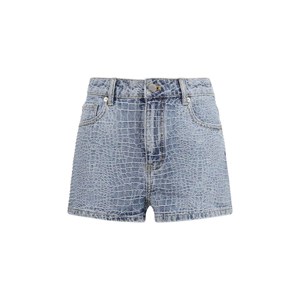 Self-Portrait Blue Cotton Bermuda Shorts