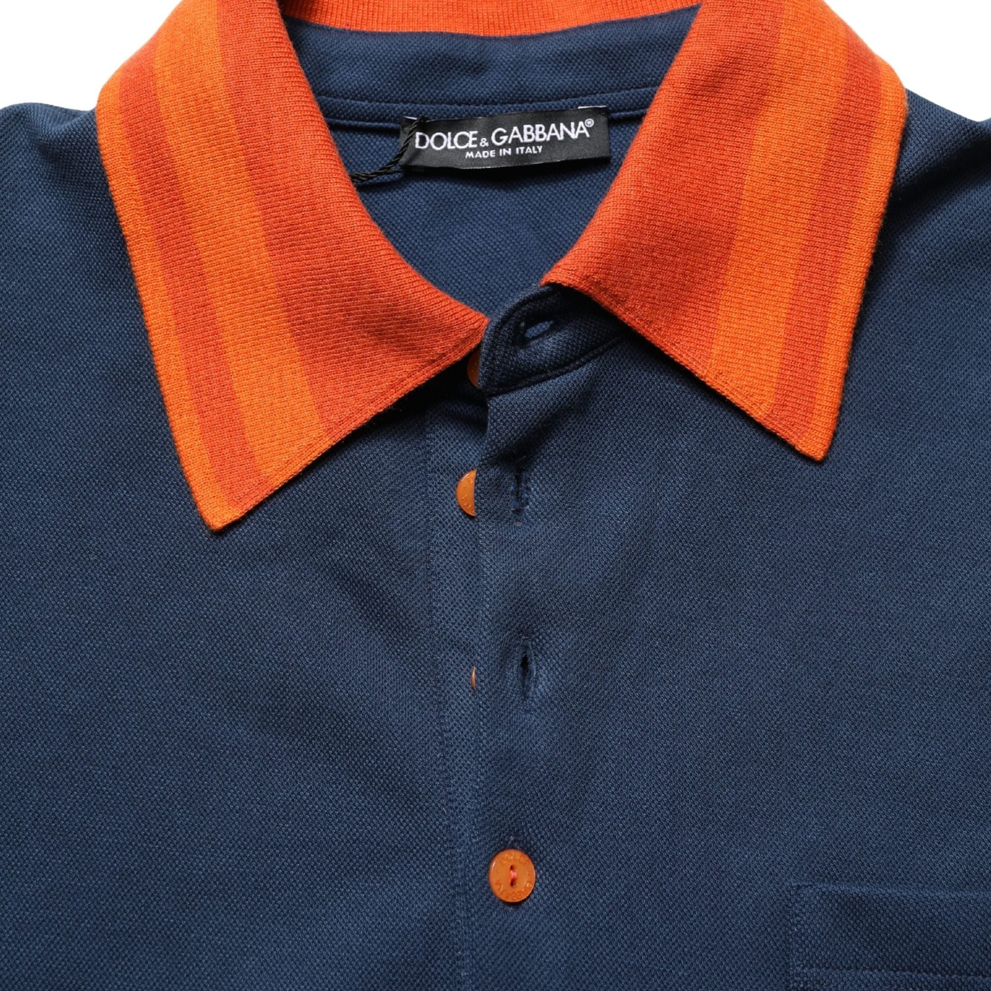 Dolce & Gabbana Navy Blue Cotton Logo Short Sleeves Men Polo T-shirt
