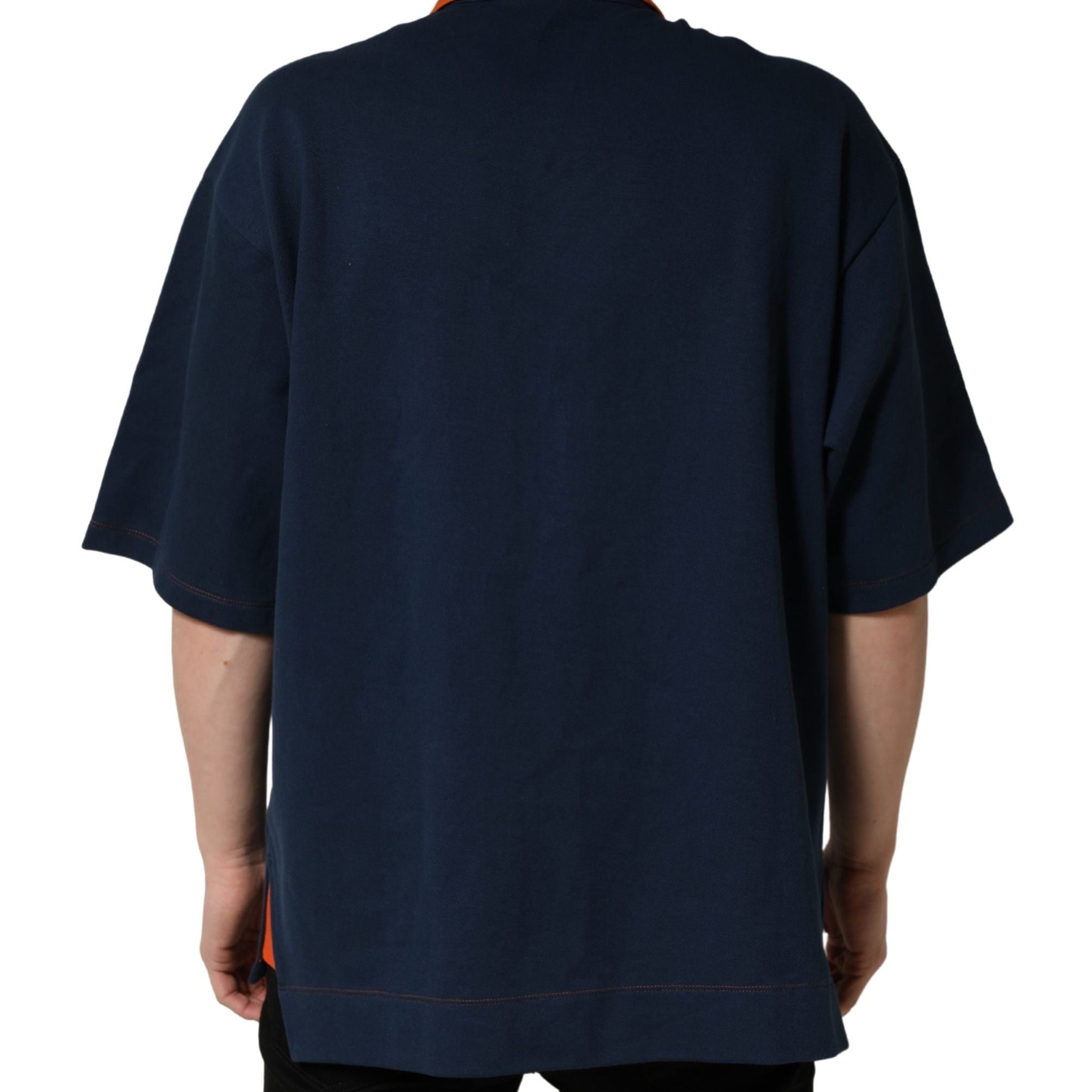 Dolce & Gabbana Navy Blue Cotton Logo Short Sleeves Men Polo T-shirt