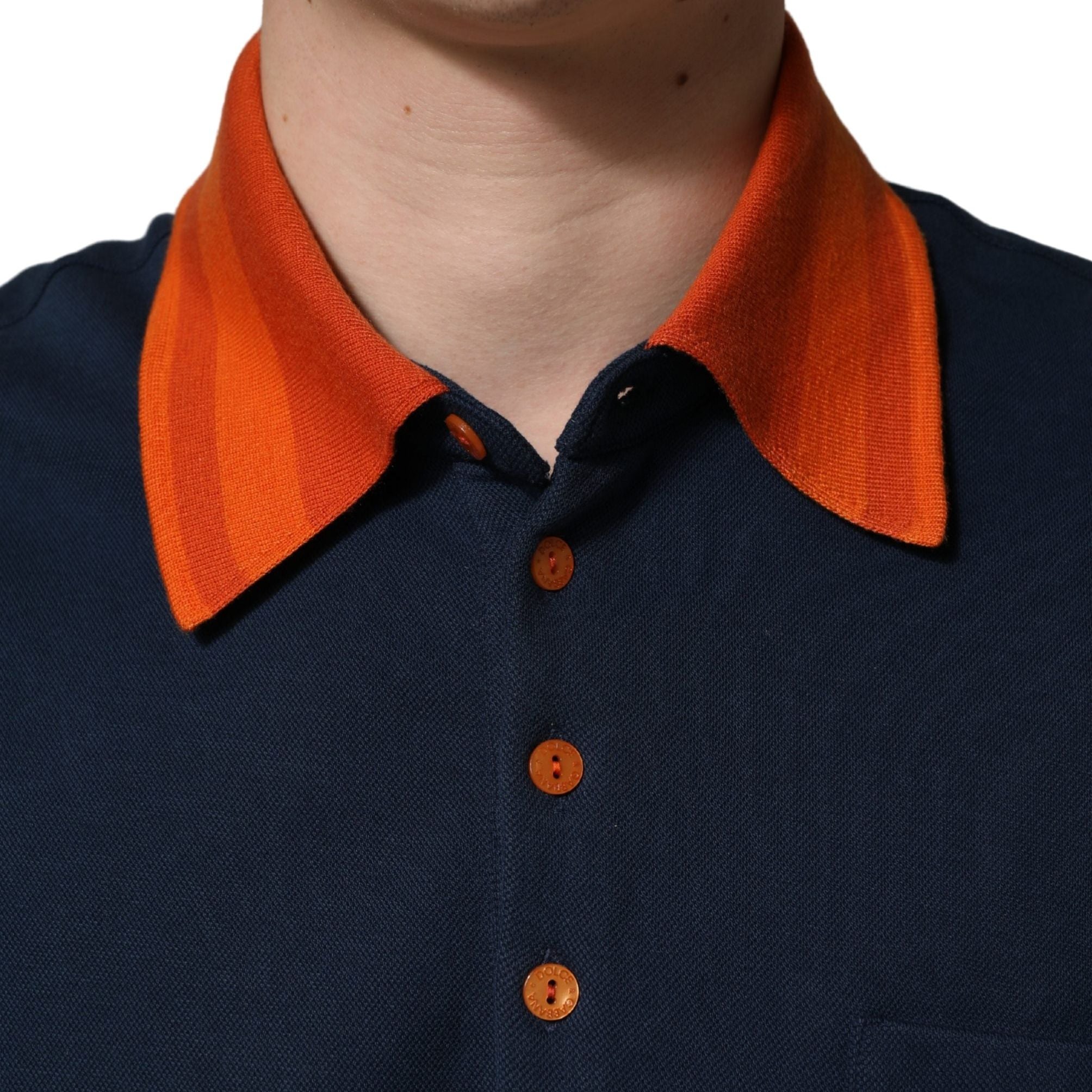 Dolce & Gabbana Navy Blue Cotton Logo Short Sleeves Men Polo T-shirt