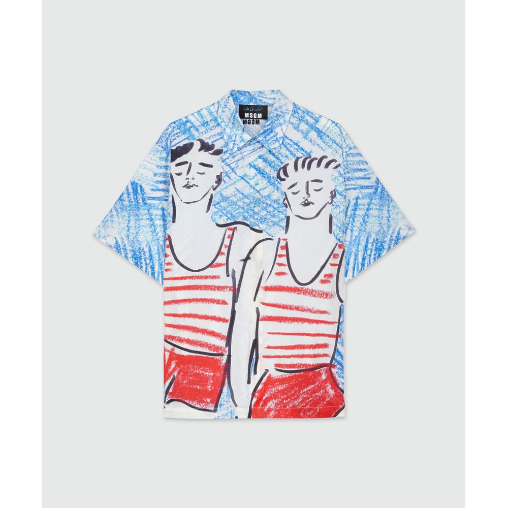 MSGM Blue Cotton Blouse