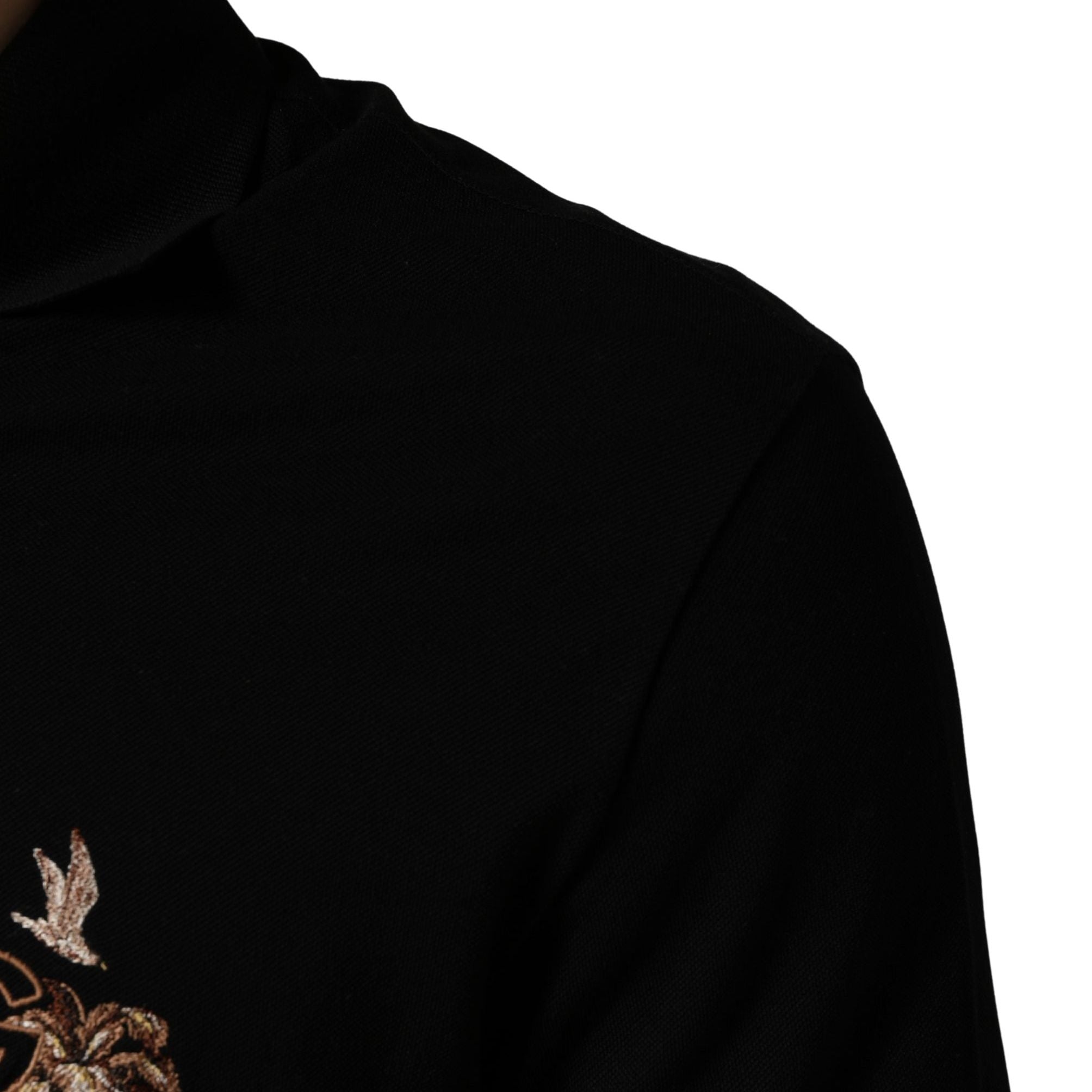 Dolce & Gabbana Black DG Logo Palm Leaves Embroidery Polo T-shirt