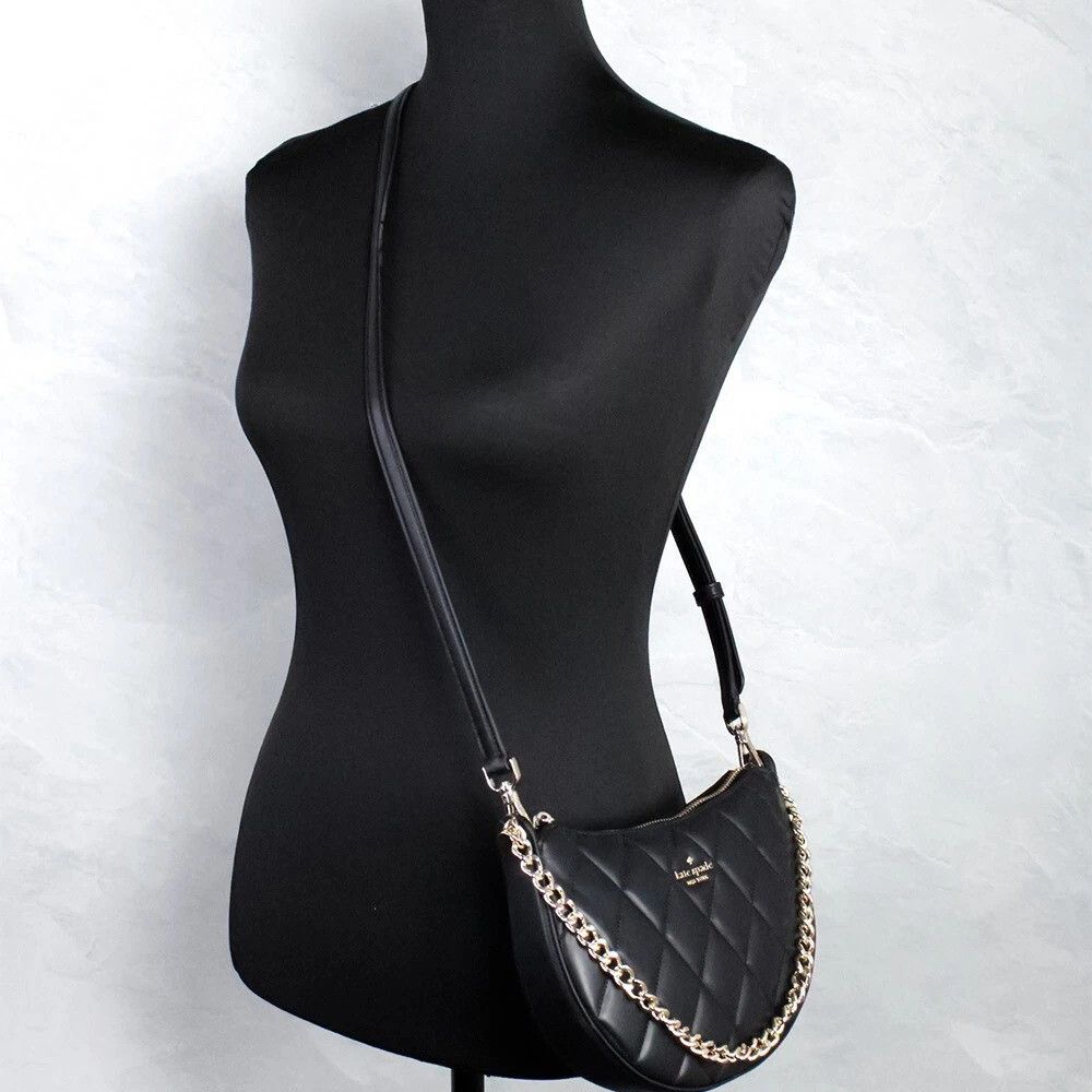 Kate Spade Carey Small Black Quilted Leather Zip Top Crossbody Bag