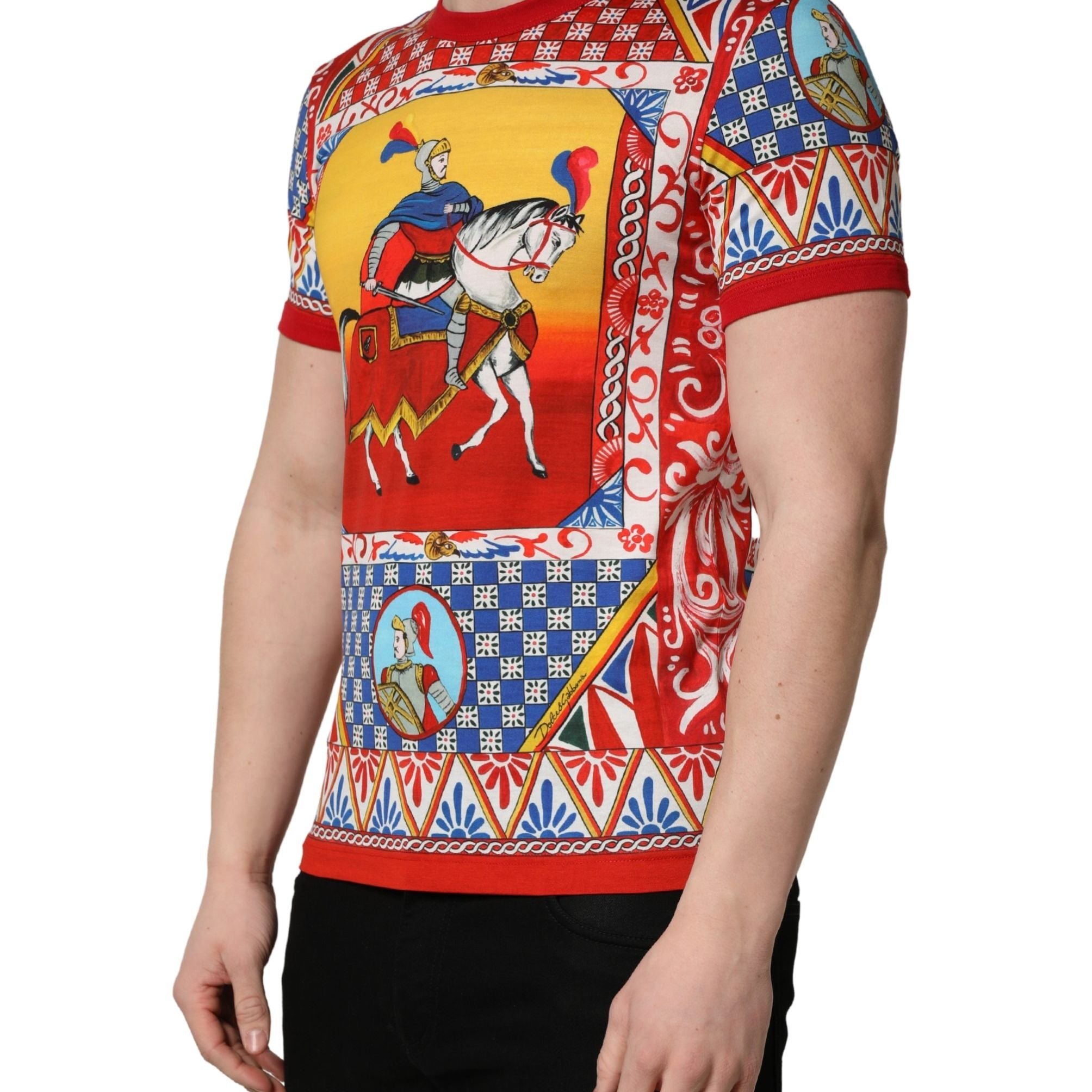 Dolce & Gabbana Multicolor Carretto Print Crew Neck T-shirt